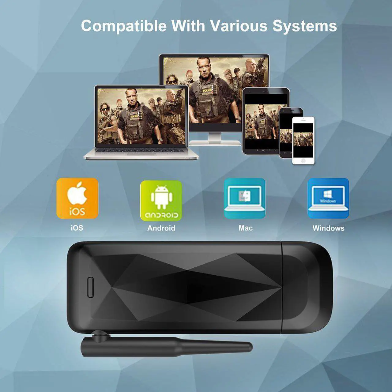 Alt view image 5 of 7 - Werleo 2.4+5G WiFi Display Dongle Wireless 1080P Mini Receiver Sharing HD Video from Projectors Cell Phones Tablet PC Support Airplay DLNA Miracast HDMI TV/Projector Stick/chromecast(VTP-E3) (Black)