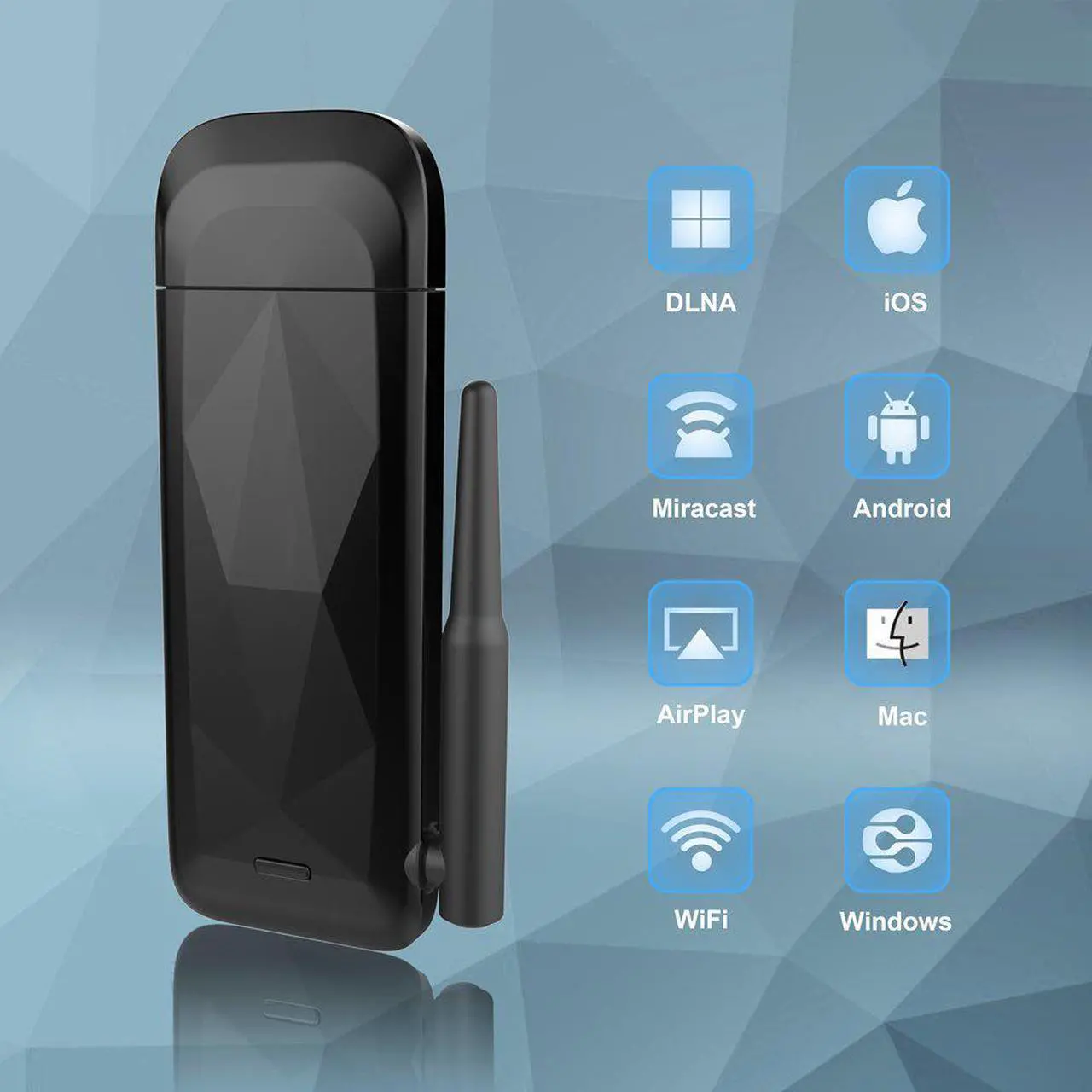 Alt view image 2 of 7 - Werleo 2.4+5G WiFi Display Dongle Wireless 1080P Mini Receiver Sharing HD Video from Projectors Cell Phones Tablet PC Support Airplay DLNA Miracast HDMI TV/Projector Stick/chromecast(VTP-E3) (Black)