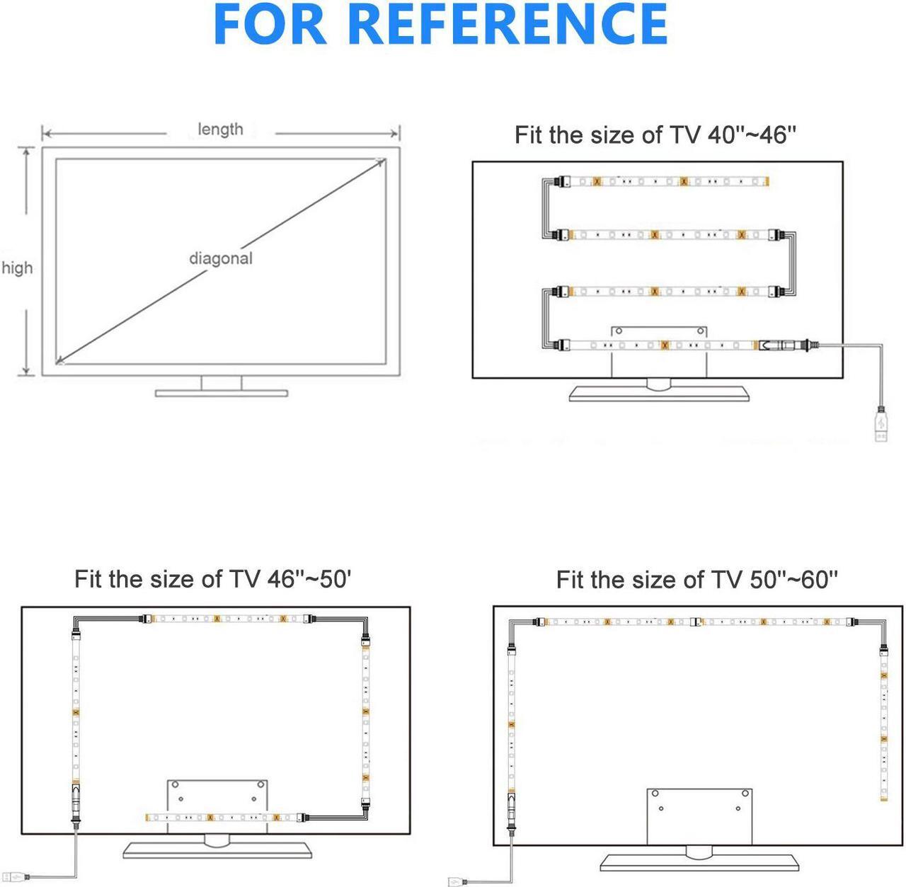 Alt view image 6 of 7 - TV Backlight Light Kit, 6.56FT/2M 5V USB LED Lights Strips 5050 RGB Bias Lighting with Remote for HDTV Desktop PC Monitor Home Theater Kitchen Cabinets, Multi Color (40-60in)