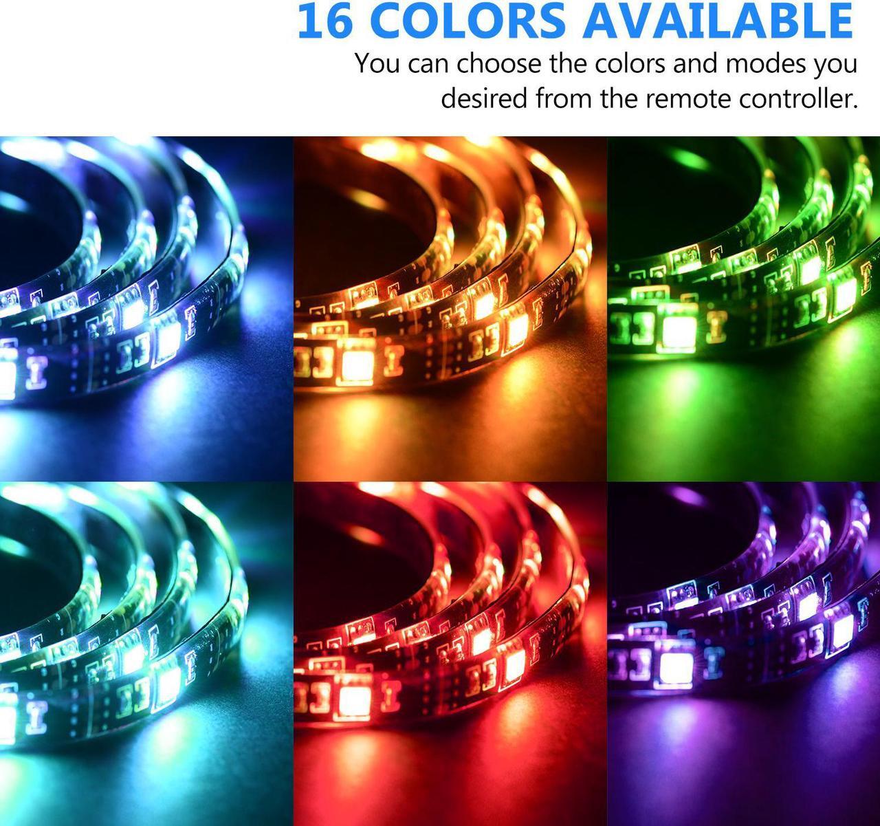 Alt view image 3 of 7 - TV Backlight Light Kit, 6.56FT/2M 5V USB LED Lights Strips 5050 RGB Bias Lighting with Remote for HDTV Desktop PC Monitor Home Theater Kitchen Cabinets, Multi Color (40-60in)