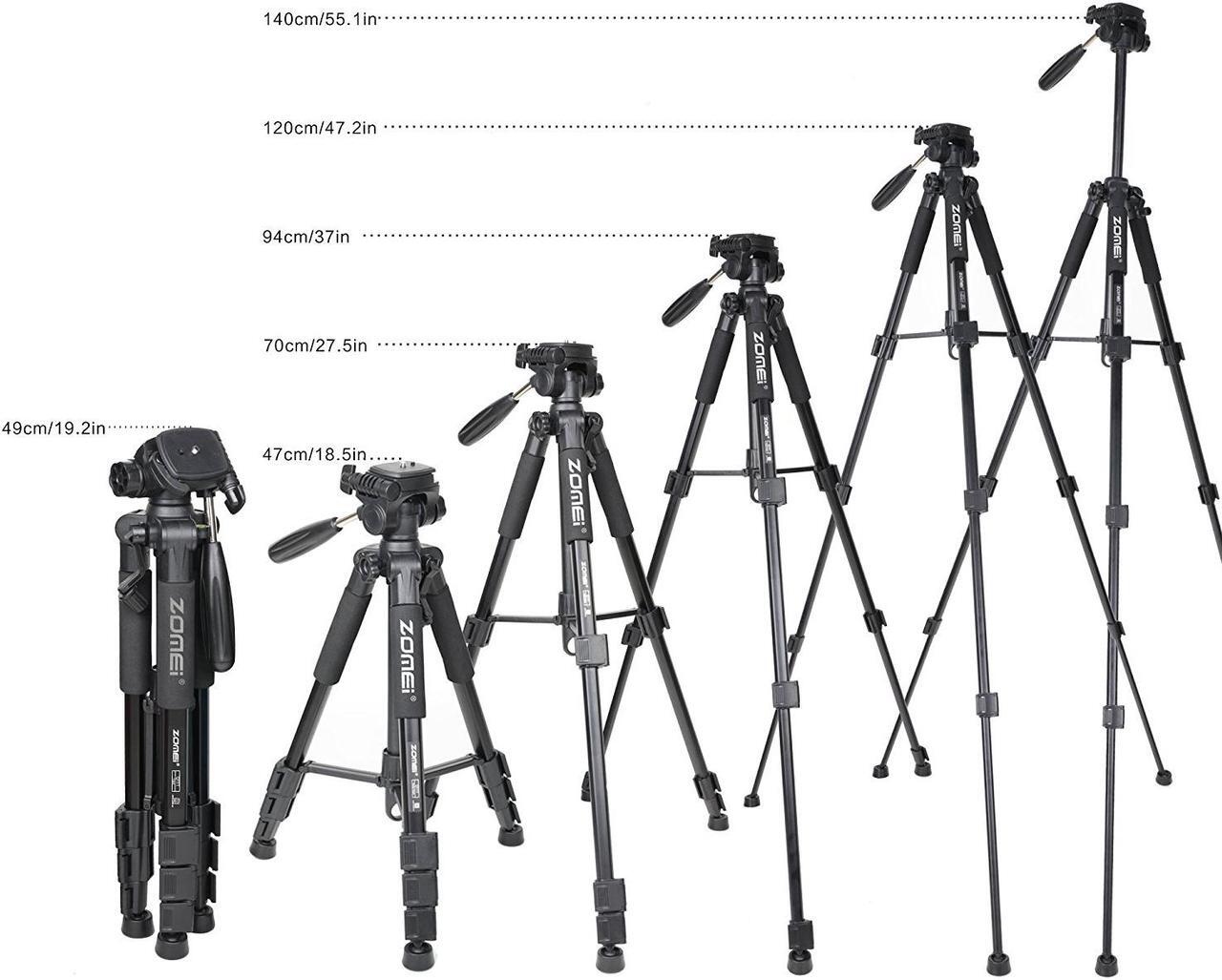 Alt view image 5 of 7 - 55" Compact Light Weight Travel Portable Folding SLR Camera Tripod for Canon Nikon Sony DSLR Camera Video with Carry Case(black)