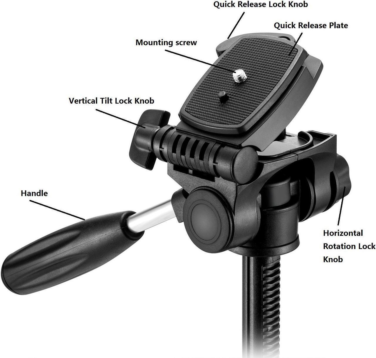 Alt view image 4 of 7 - 55" Compact Light Weight Travel Portable Folding SLR Camera Tripod for Canon Nikon Sony DSLR Camera Video with Carry Case(black)