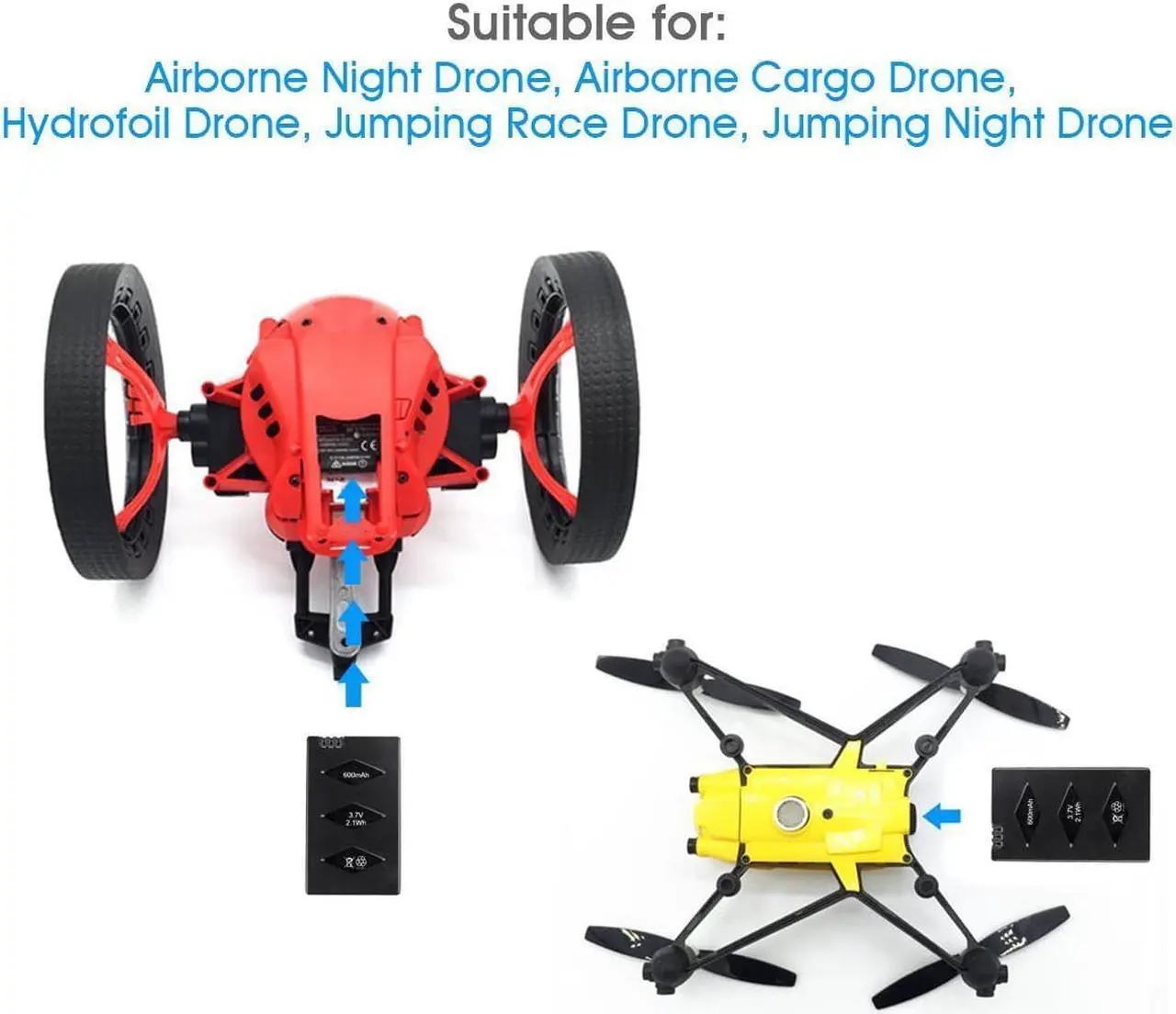 Alt view image 7 of 7 - Battery for Parrot Mini Drone 3-Pack 3.7V 600mAh 20C Li-po Battery with 3-Port Rapid Charger Circuit Protective IC for Parrot MiniDrone Jumping Sumo Swing Mambo Rolling Spider