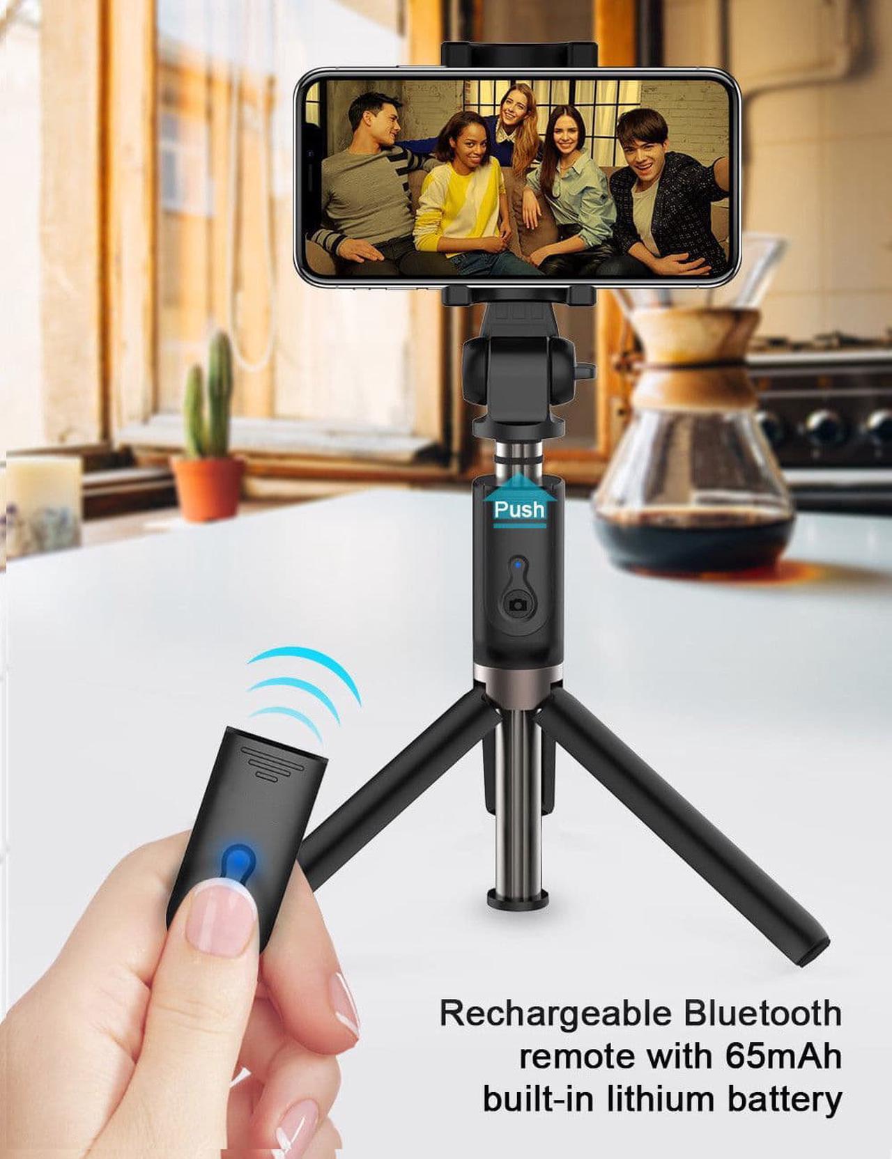 Alt view image 2 of 7 - Bluetooth Selfie Stick Tripod Wireless Remote for iPhone X 8 7 6 Samsung Android