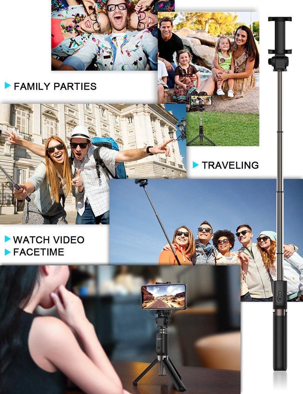 Alt view image 7 of 7 - Bluetooth Selfie Stick Tripod Wireless Remote for iPhone X 8 7 6 Samsung Android