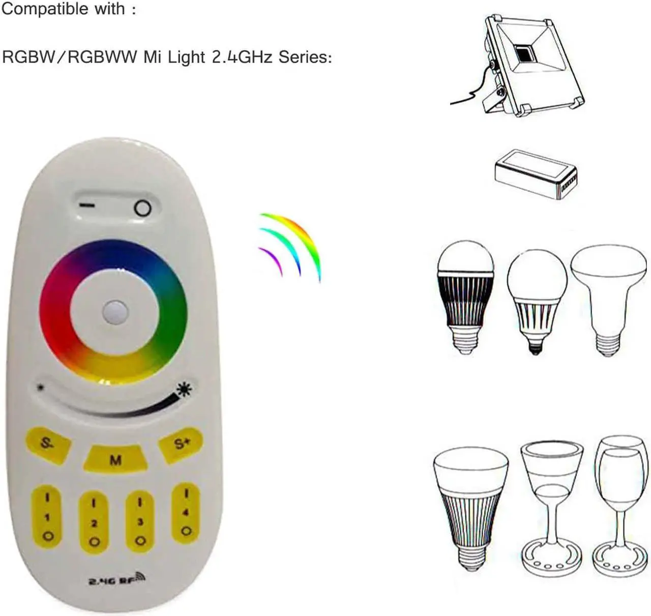 Alt view image 5 of 7 - Mi Light 2.4G RGB Controller + Touch RF RGBW Remote Control for LED Light Strip