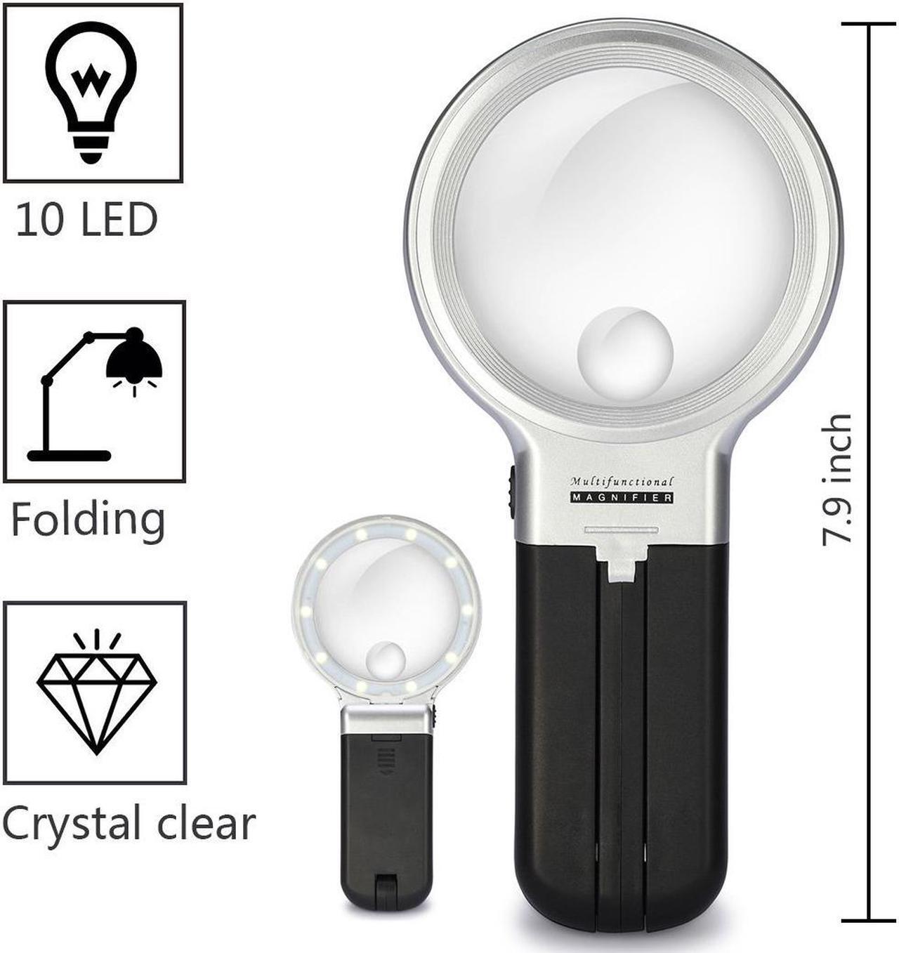 Alt view image 2 of 7 - LED Lighted Hands Free Magnifying Glass with Light Stand - 3X 4.5X Large Handheld Illuminated Magnifier For Reading, Inspection, Soldering, Needlework, Repair, Hobby & Crafts