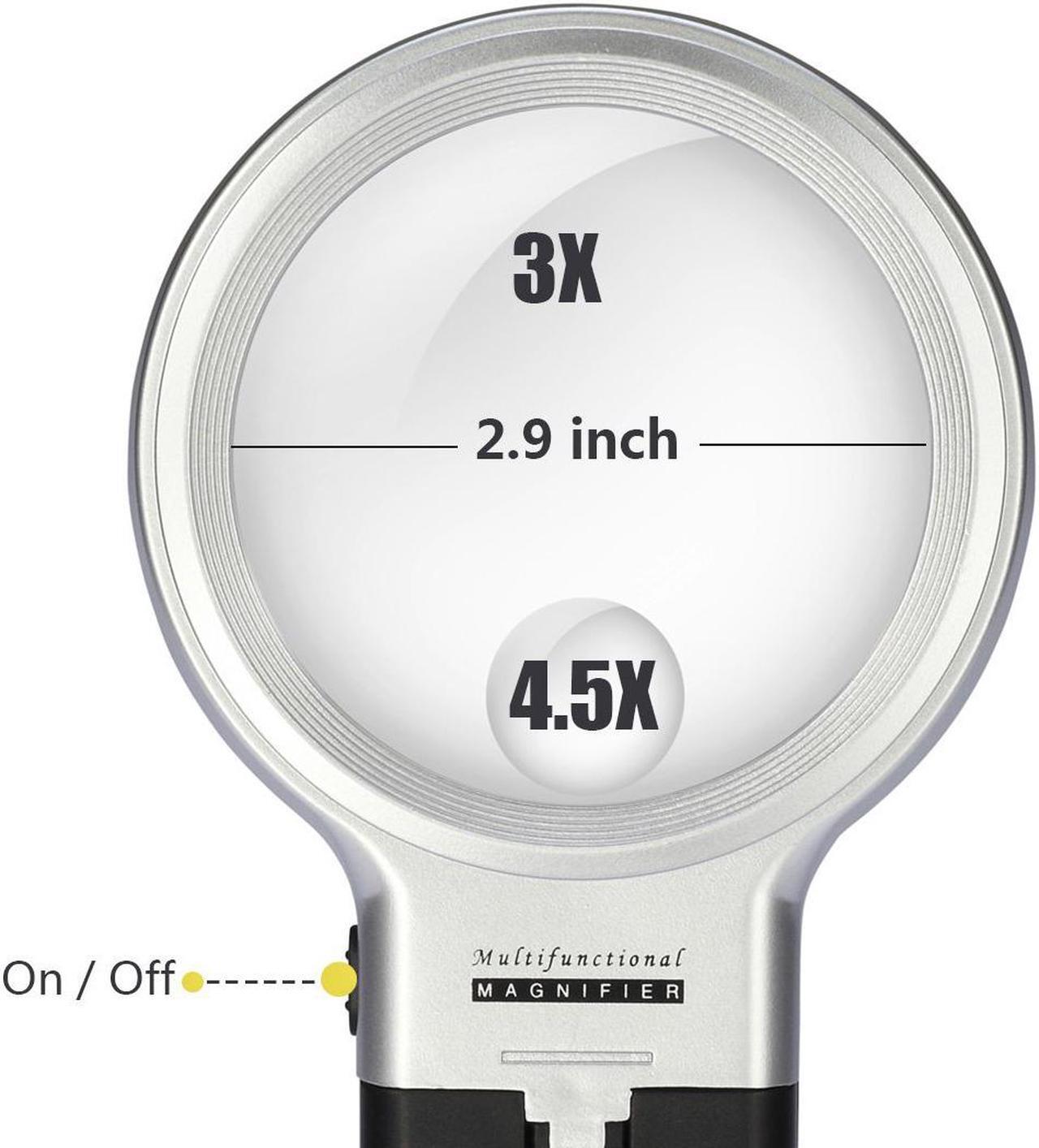 Alt view image 4 of 7 - LED Lighted Hands Free Magnifying Glass with Light Stand - 3X 4.5X Large Handheld Illuminated Magnifier For Reading, Inspection, Soldering, Needlework, Repair, Hobby & Crafts