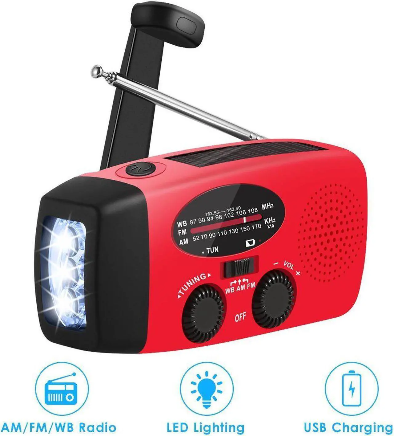 Main image of Multifunctional Solar Hand Crank Dynamo Self Powered AM/FM/NOAA Weather Radio Use As Emergency LED Flashlight and Power Bank
