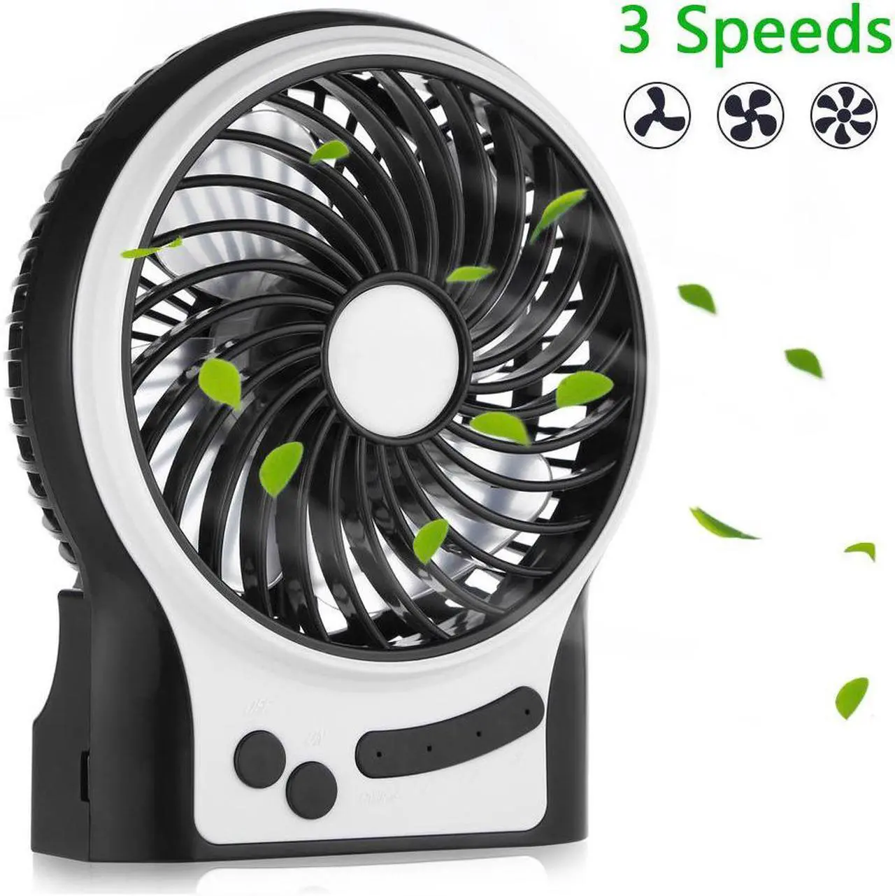 Main image of Battery Operated Fan 2-12 Working Hours Personal Handheld Rechargeable Portable Fan 3 Speeds Small Desk Fan with Internal and Side Light Cooling for Travel Camping Boating Fishing
