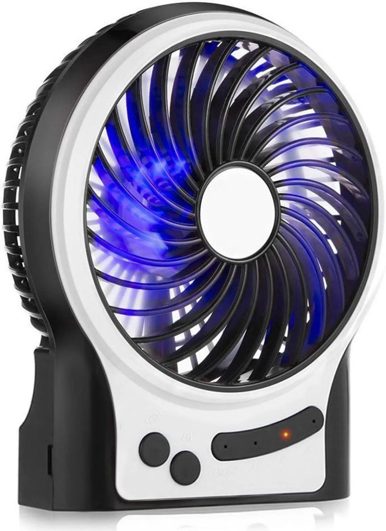 Alt view image 2 of 7 - Battery Operated Fan 2-12 Working Hours Personal Handheld Rechargeable Portable Fan 3 Speeds Small Desk Fan with Internal and Side Light Cooling for Travel Camping Boating Fishing