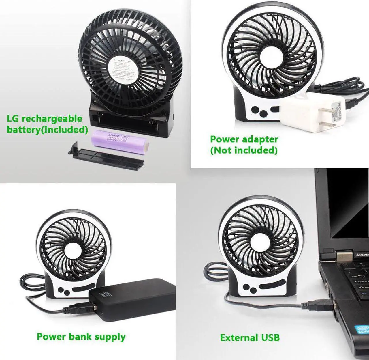 Alt view image 6 of 7 - Battery Operated Fan 2-12 Working Hours Personal Handheld Rechargeable Portable Fan 3 Speeds Small Desk Fan with Internal and Side Light Cooling for Travel Camping Boating Fishing