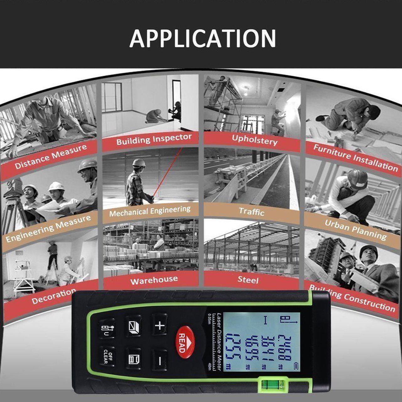 Alt view image 4 of 7 - Laser Measure Laser Distance Measure with Single Distance and Continuous Measurement,Area and Volume Measurement,Range Finder with m/in/ft,Laser Measure