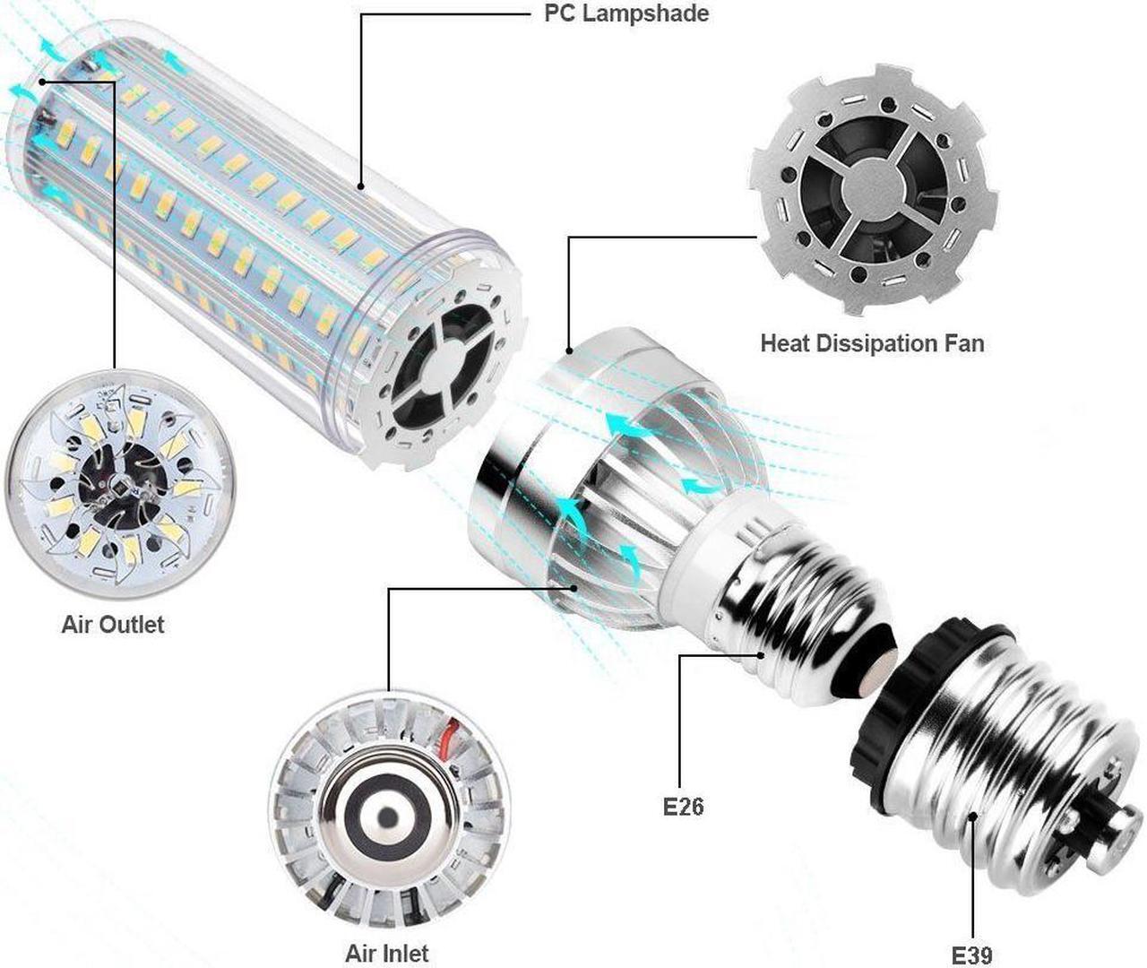 Alt view image 2 of 6 - 50W Super Bright Corn LED Light Bulbs (250W Equivalent) - E26 Base 5500 Lumens 6500K Daylight Cool White for Indoor Outdoor Large Area Lighting - Home Backyard Garage Warehouse Street Lamp