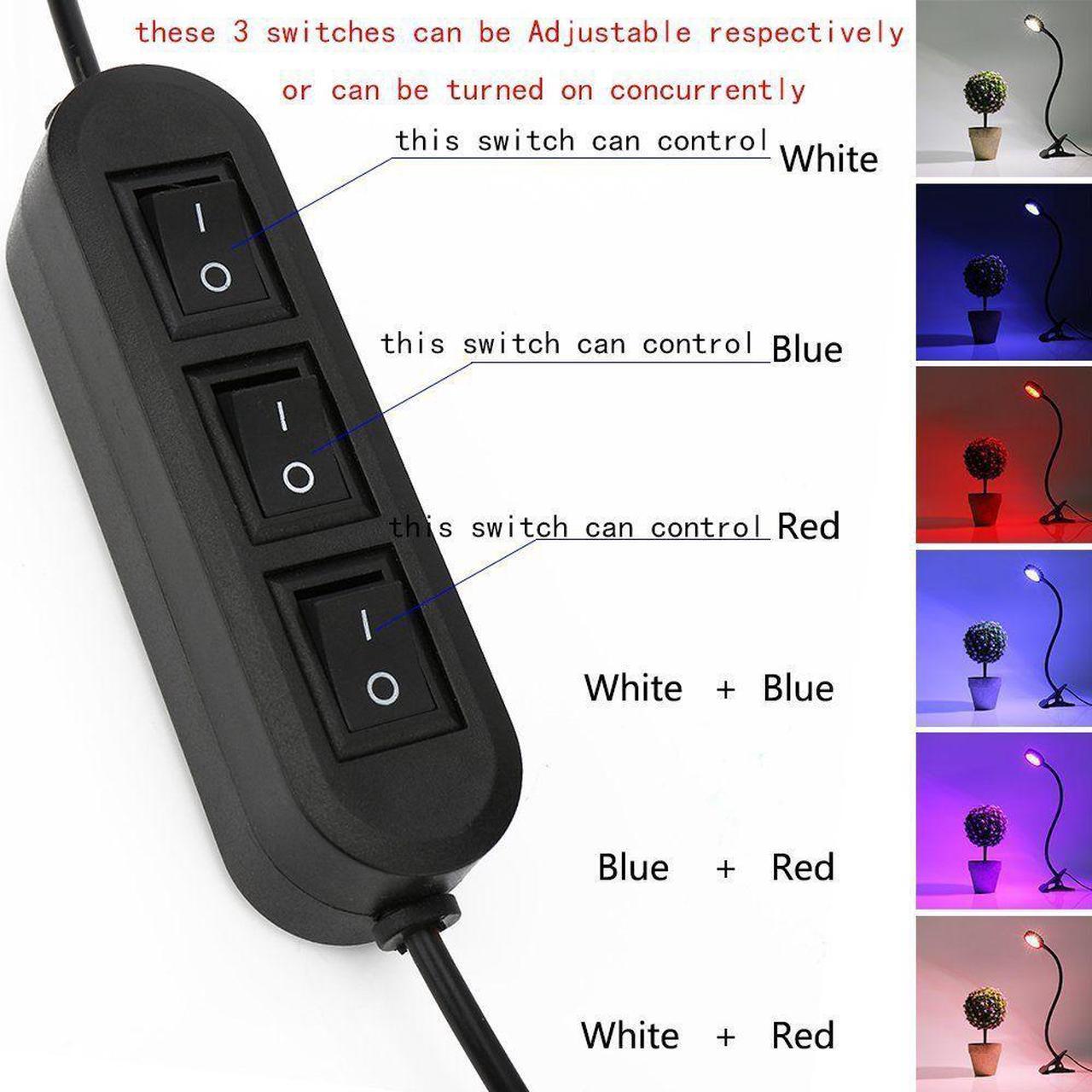 Alt view image 5 of 7 - 20W LED Grow Light 44 LEDs Red Bule White 3 Mode Desk Clip Plant Lamp with Flexible 360 Degree Gooseneck for Indoor Plants Hydroponics Greenhouse Desktop Office Plants Pot culture