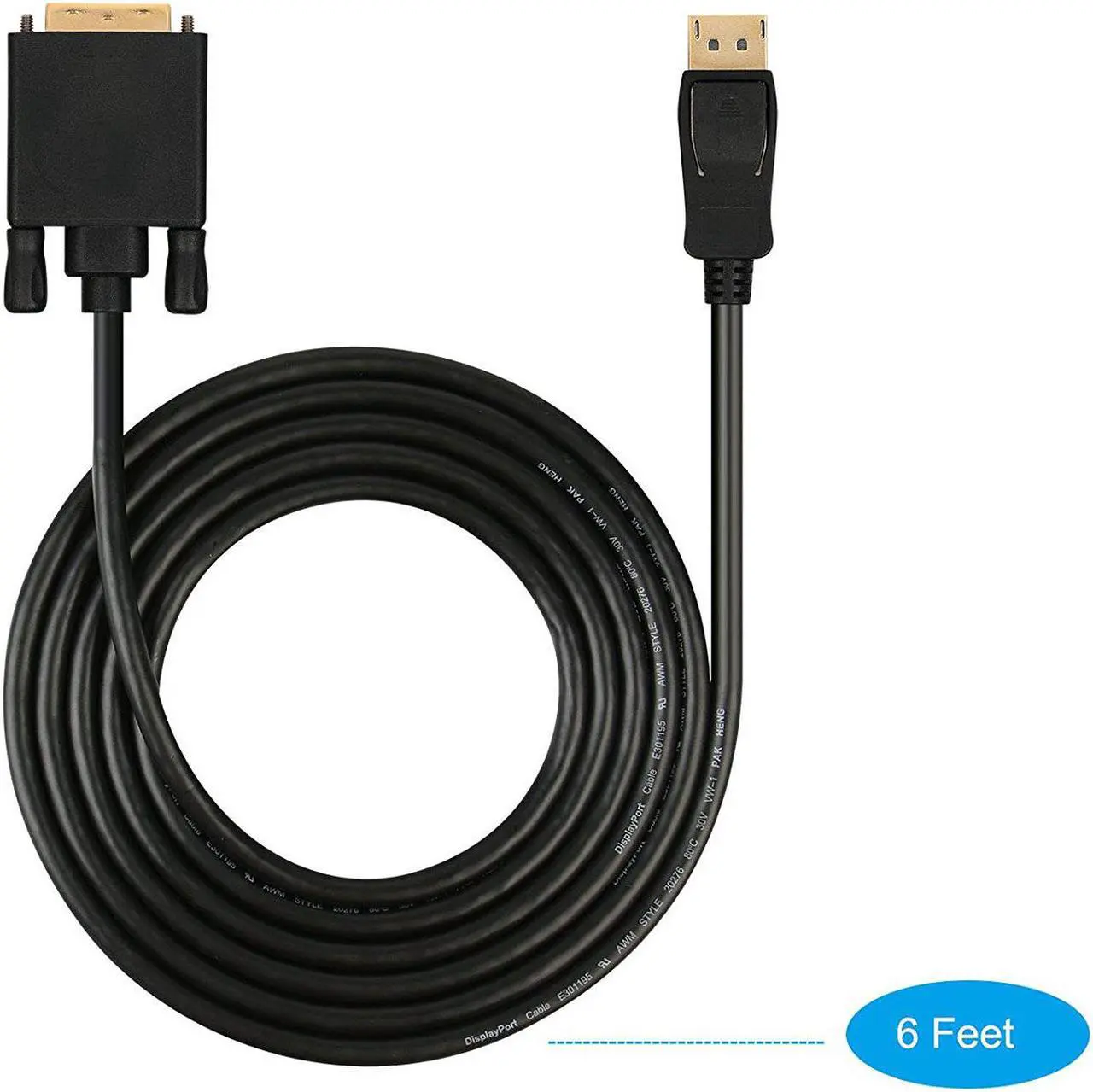 Alt view image 2 of 6 - DisplayPort to DVI Adapter Active Dp Display Port to DVI Single Link Converter Male to Male Gold-Plated Cord 6 Feet Black Cable Support Eyefinity Technology