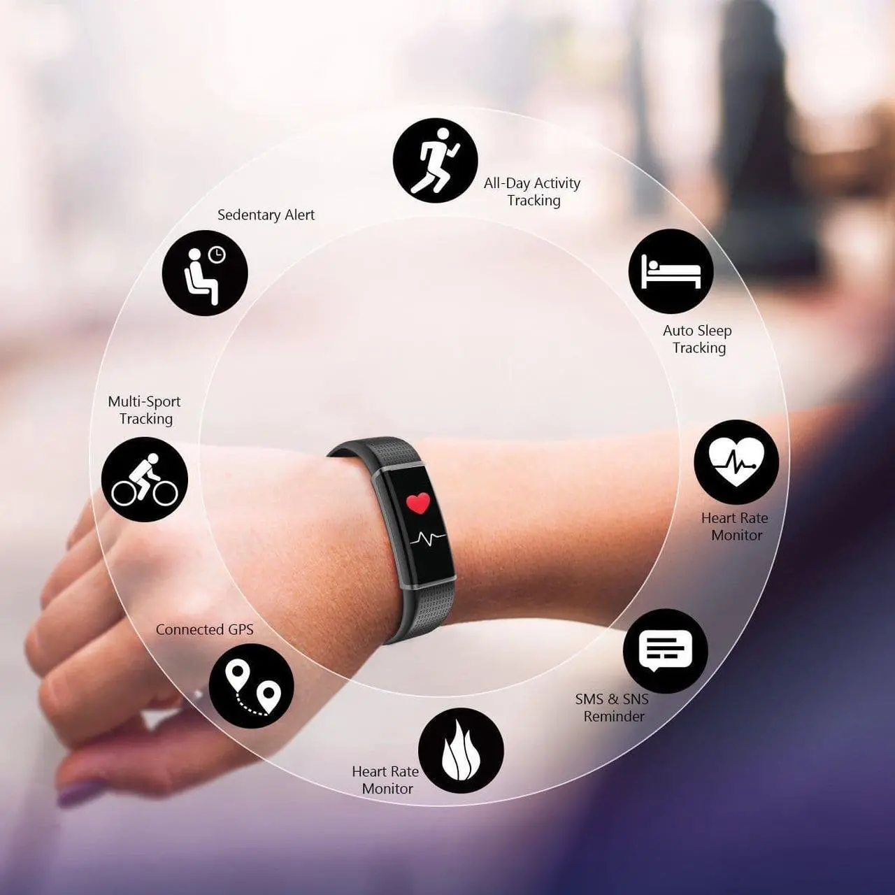 Alt view image 5 of 7 - Fitness Tracker Heart Rate Monitor Color Screen Smart Watch With Sleep Monitor, Step Counter, Message Reminder, IP68 Waterproof Activity Tracker for Android iOS Smart Phone