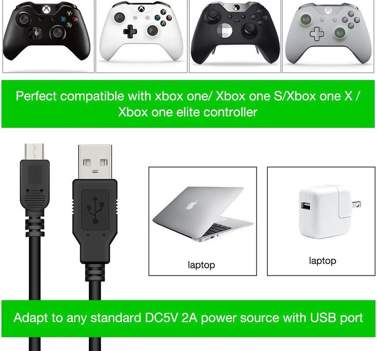 Alt view image 4 of 5 - Xbox One Controller Dual Charger Dual Xbox One / One S / One X / Xbox Elite Controller Charger Charging Station Dock with 2 x 600 mAh Rechargeable Battery Packs