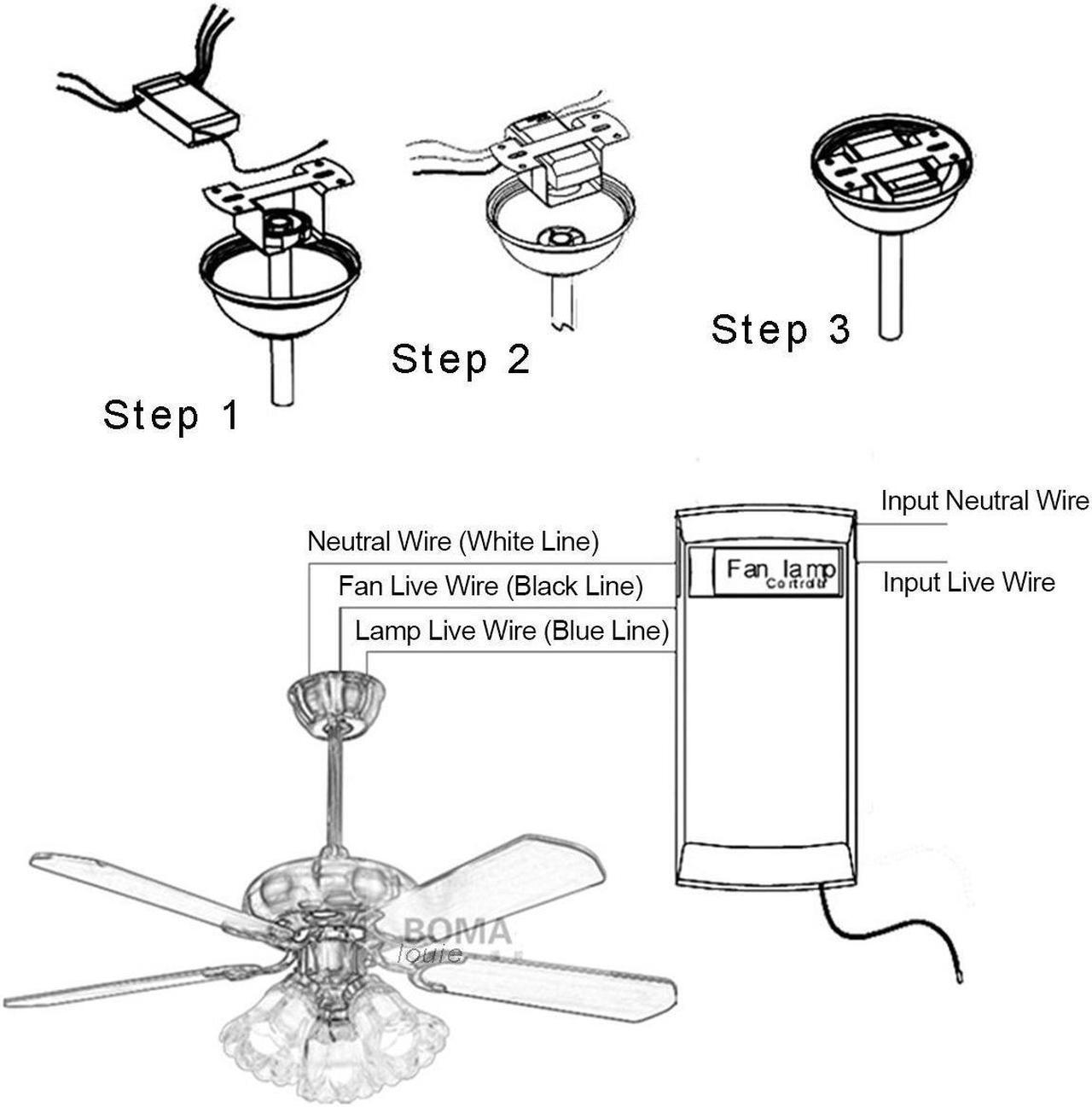 Alt view image 5 of 7 - Universal Ceiling Fan Lamp Remote Controller Kit & Timing Wireless Remote Control for Ceiling Fan For Home office hotel the club display hall restaurant - Fixed Code