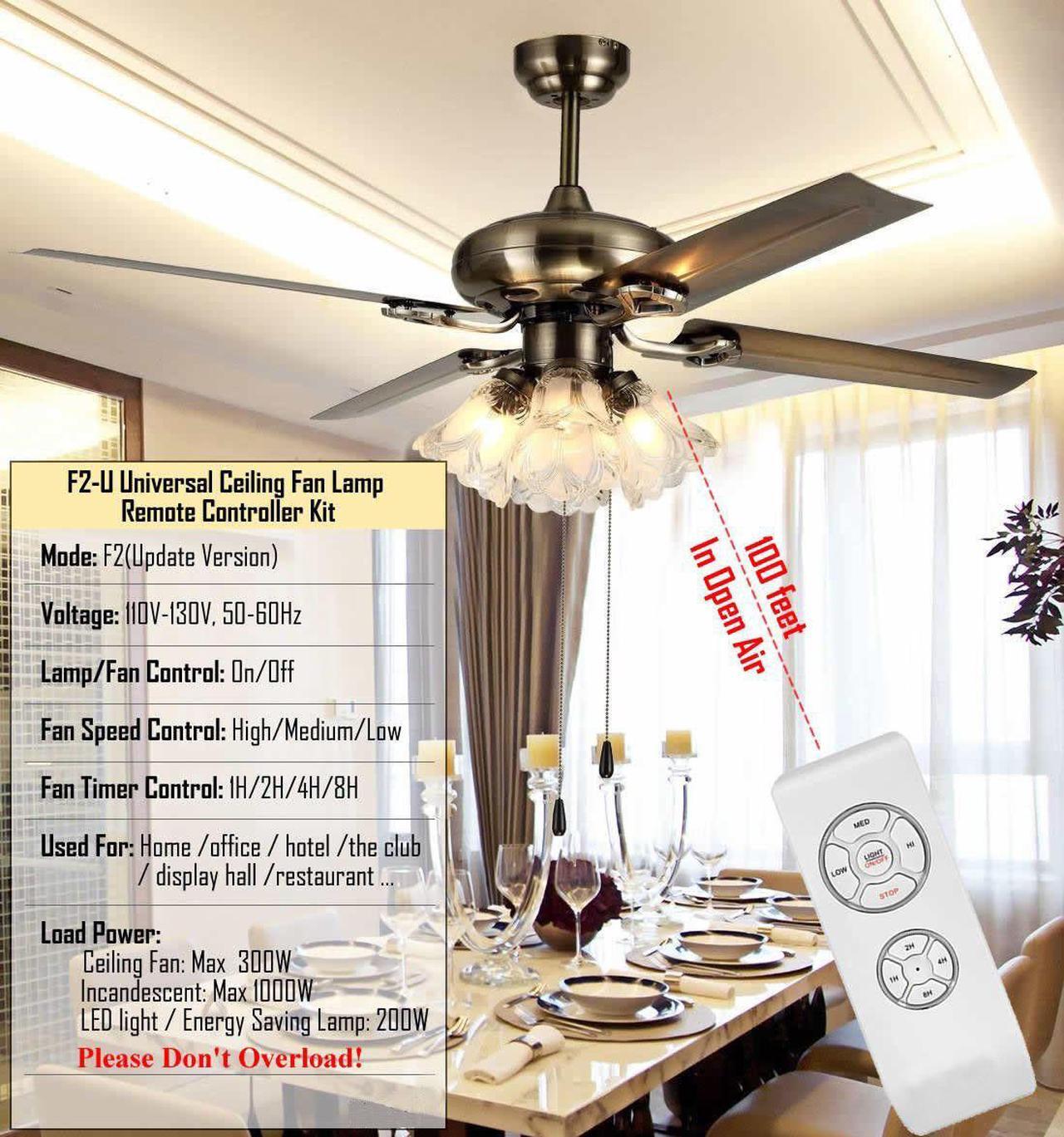 Alt view image 4 of 7 - Universal Ceiling Fan Lamp Remote Controller Kit & Timing Wireless Remote Control for Ceiling Fan For Home office hotel the club display hall restaurant - Fixed Code