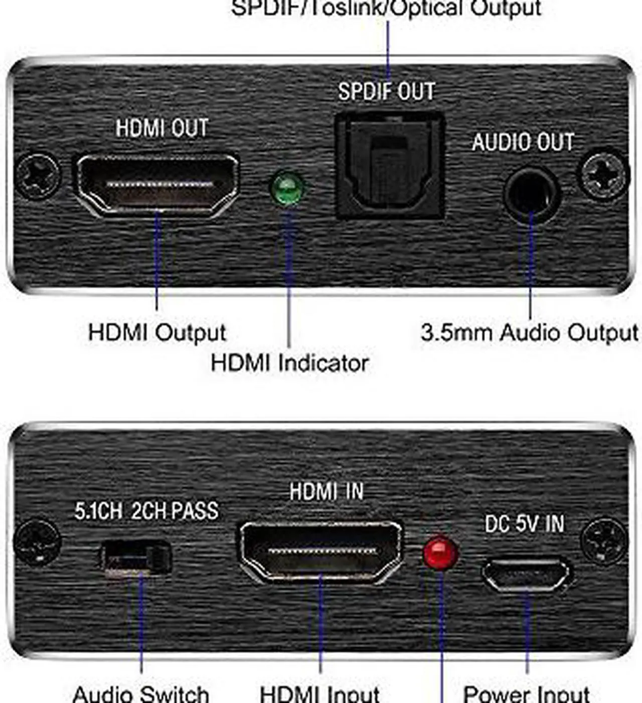 Alt view image 3 of 6 - 4K x 2K 3D HDMI to HDMI and Optical SPDIF + 3.5mm Stereo Audio Extractor Converter HDMI Audio Splitter Adapter for Blue-ray PC Laptop Xbox One HDTV