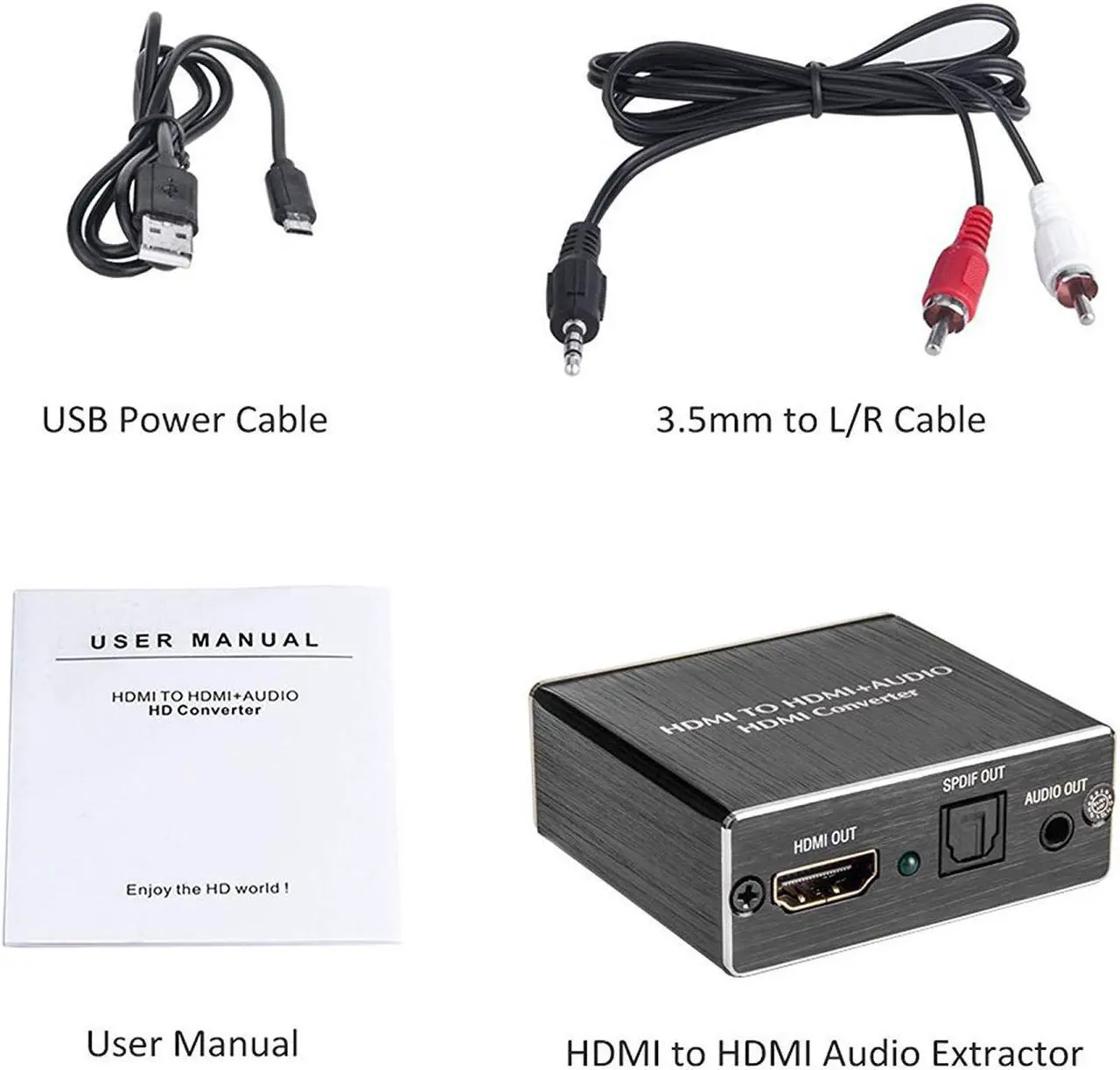 Alt view image 6 of 6 - 4K x 2K 3D HDMI to HDMI and Optical SPDIF + 3.5mm Stereo Audio Extractor Converter HDMI Audio Splitter Adapter for Blue-ray PC Laptop Xbox One HDTV