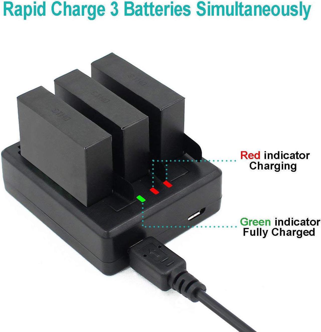Alt view image 2 of 7 - Gopro Hero 4 Battery Replacement Battery (3 Pack) and Rapid 3-Channel Charger for Gopro Hero 4 - NOT for Hero 5