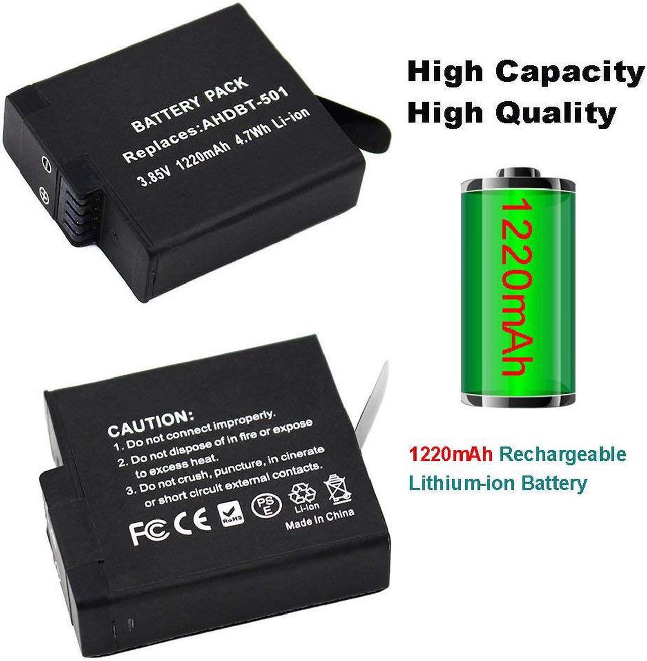 Alt view image 5 of 7 - Gopro Hero 4 Battery Replacement Battery (3 Pack) and Rapid 3-Channel Charger for Gopro Hero 4 - NOT for Hero 5