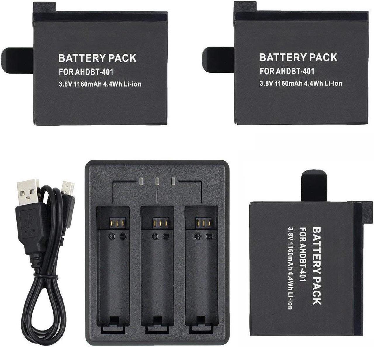 Main image of Gopro Hero 4 Battery Replacement Battery (3 Pack) and Rapid 3-Channel Charger for Gopro Hero 4 - NOT for Hero 5