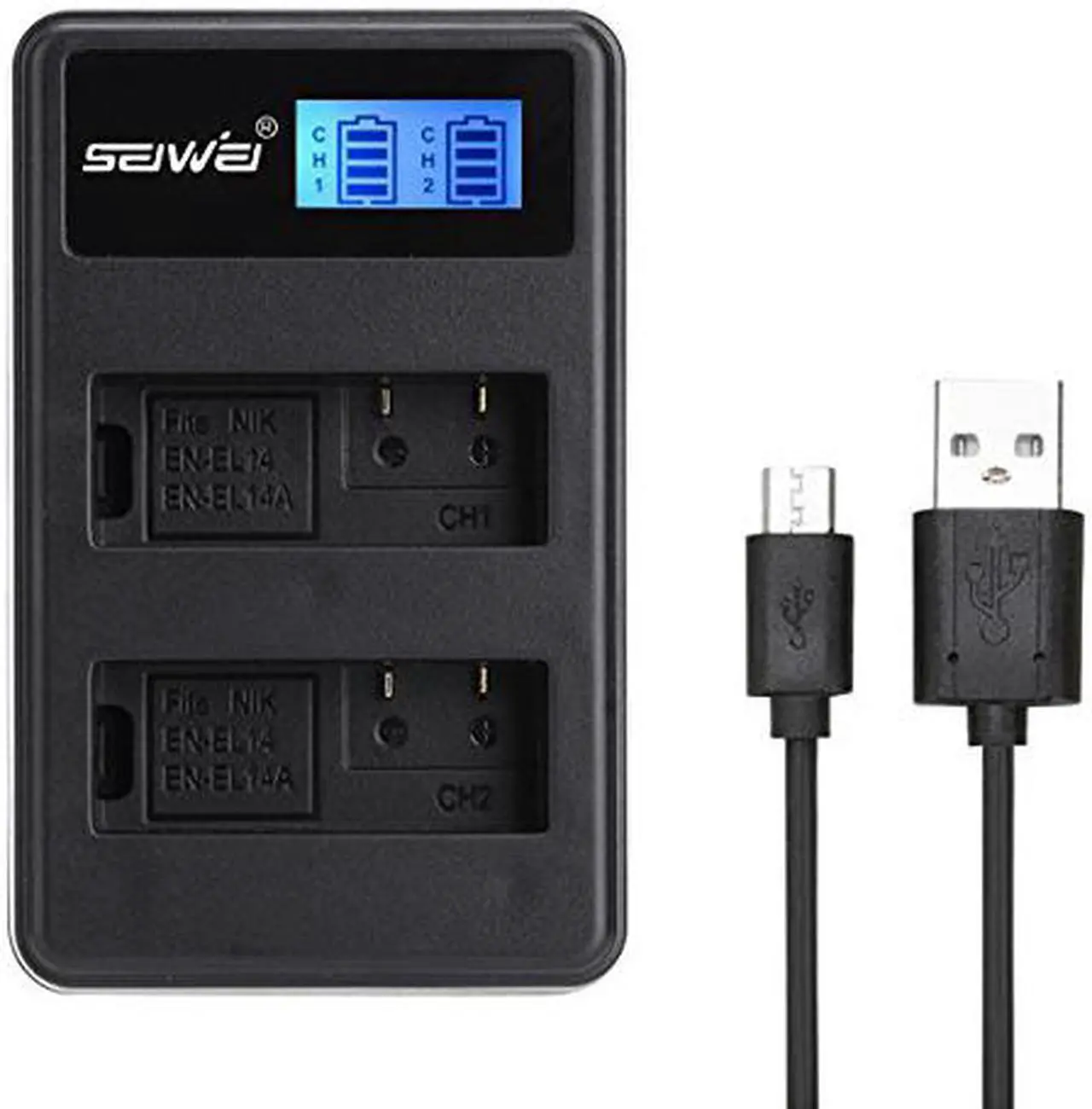 Main image of SEIWEI EN-EL14 ENEL14 EN- EL14A MH-24 USB Dual Rapid Battery Charger with LCD Screen for Nikon D5300 D5200 D5100 D3300 D3200 D3100 Camera