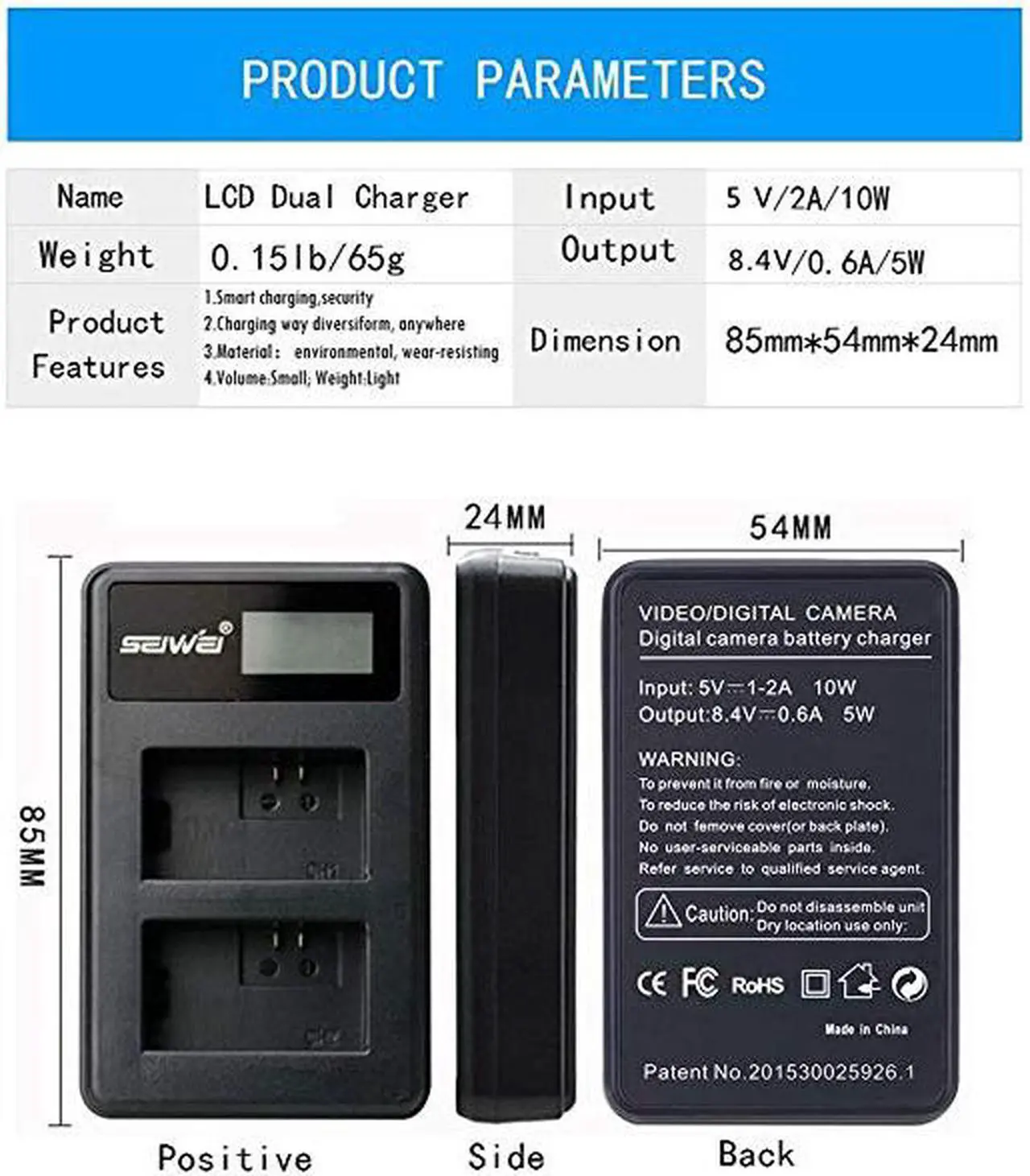 Alt view image 2 of 7 - SEIWEI EN-EL14 ENEL14 EN- EL14A MH-24 USB Dual Rapid Battery Charger with LCD Screen for Nikon D5300 D5200 D5100 D3300 D3200 D3100 Camera