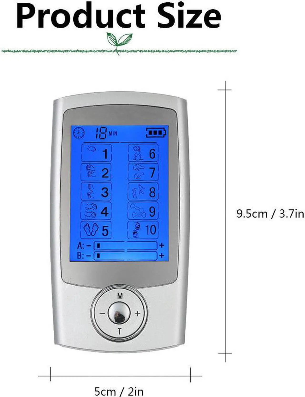 Alt view image 2 of 7 - Rechargeable TENS Unit Muscle Stimulator 10 Modes Pain Relief  EMS Machine Portable Pulse Massager with 4 Electrodes Pads