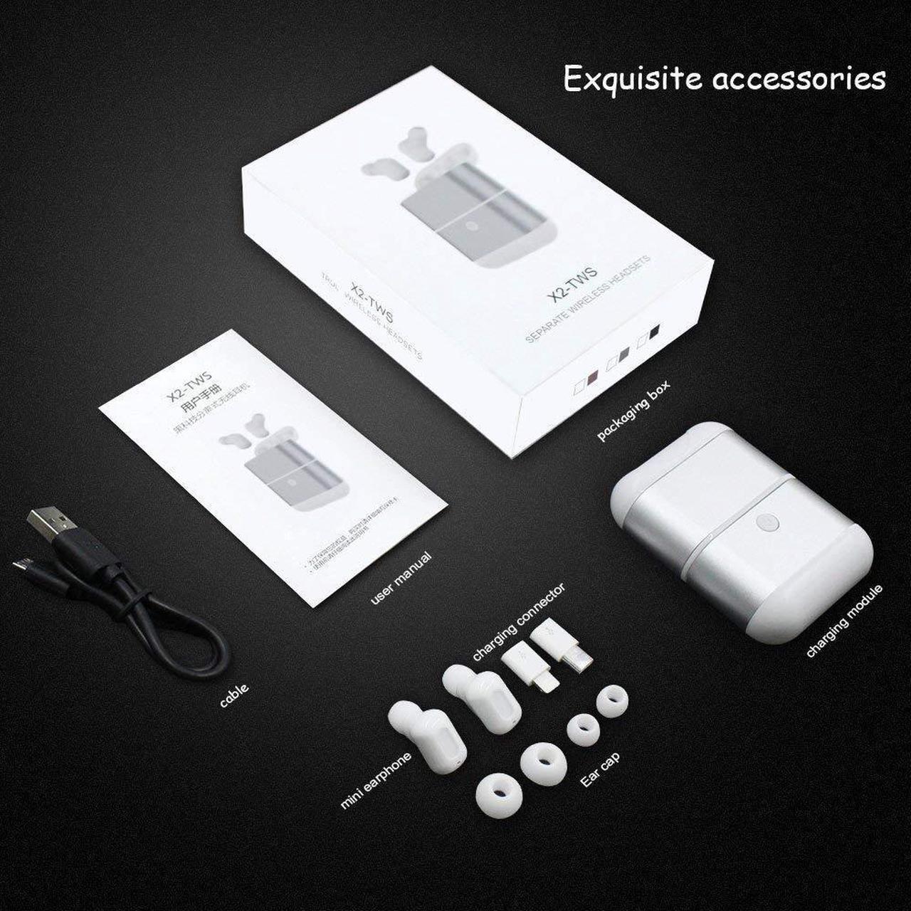 Alt view image 7 of 7 - New Exclusive X2-TWS Binaural Detachable Wireless Earphones Mini In-Ear V4.2 Bluetooth Earbuds Sports Waterproof Headphones for iPhone Android Phones with Large Battery Charging Box Power Bank