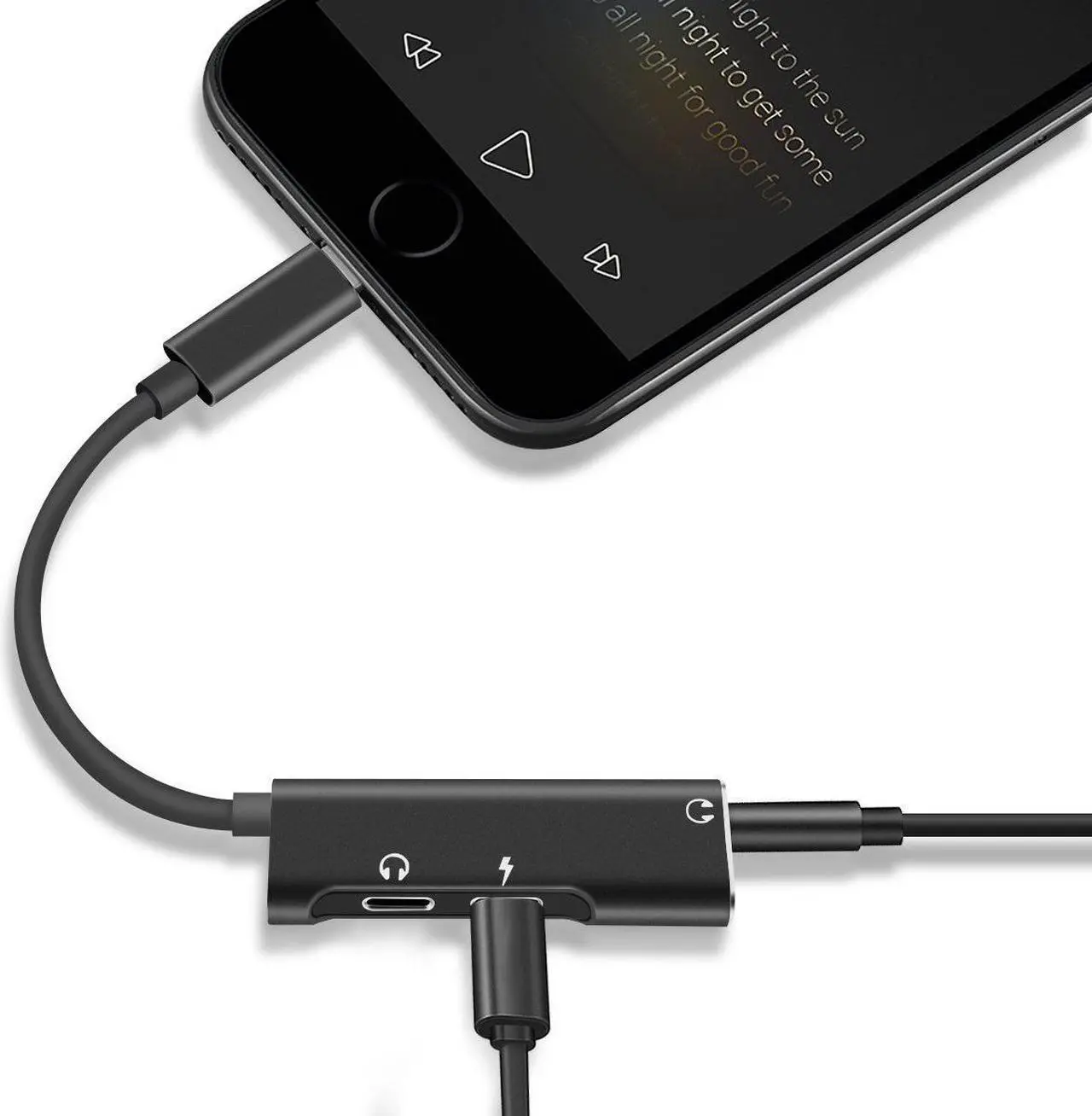 Alt view image 3 of 7 - For iPhone X 8 7 6 Plus Splitter Dual Lightning Adapter Headphone Audio Charger