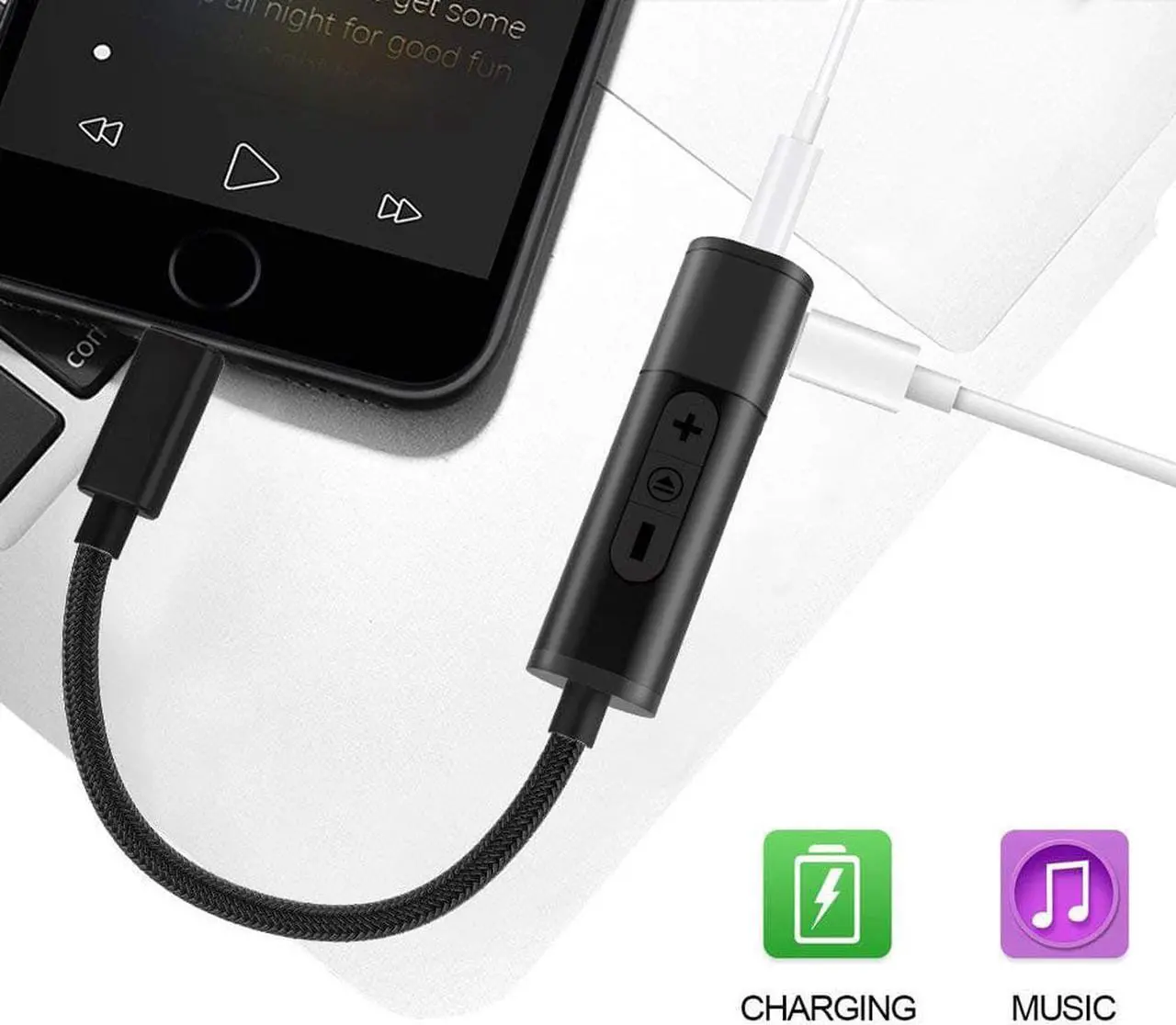 Alt view image 5 of 6 - Lightning to 3.5 mm Headphone Jack Adapter iPhone 7 Lightning Audio and Charger Splitter with Charge and Music Aux Headphone Adapter for Apple iPhone 7 7 plus iPhone 8 8 plus iPhone X XS XS MAX XR