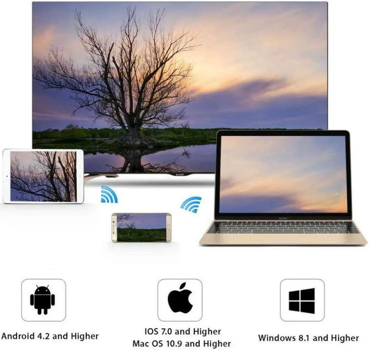 Alt view image 2 of 7 - Wireless Wifi Display Dongle HDMI 1080P TV Receiver Adapter Android HD Airplay Media Streamer Adapter For Google Chrome Support YouTube Netflix Hulu TV Stick Miracast Airplay for Android Mac iPhone