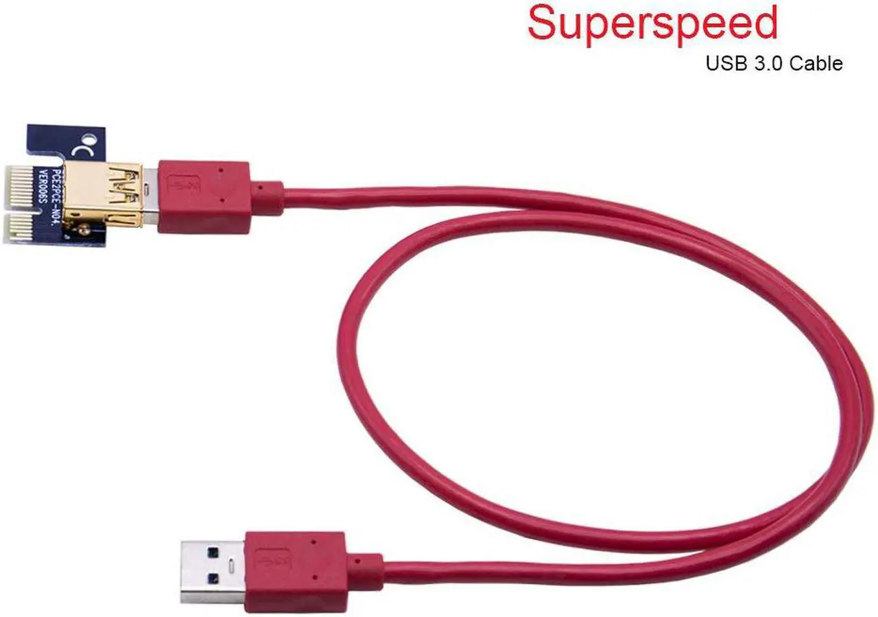 Alt view image 6 of 7 - Werleo 6-Pack PCIe Riser Mining Card PCI-E 16x to 1x Powered Riser Adapter Card w/ 60cm USB 3.0 Extension Cable & MOLEX to SATA Power Cable - GPU Riser Adapter Extender Cable - Ethereum Mining ETH
