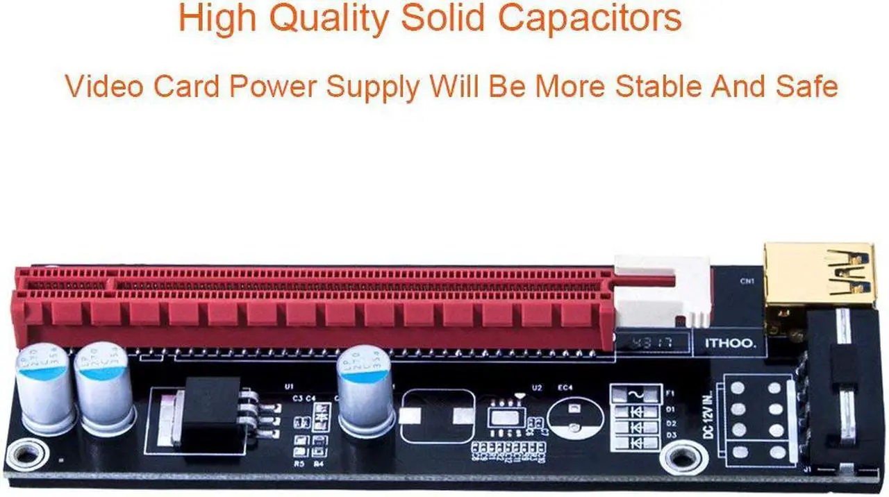 Alt view image 3 of 7 - Werleo 6-Pack PCIe Riser Mining Card PCI-E 16x to 1x Powered Riser Adapter Card w/ 60cm USB 3.0 Extension Cable & MOLEX to SATA Power Cable - GPU Riser Adapter Extender Cable - Ethereum Mining ETH