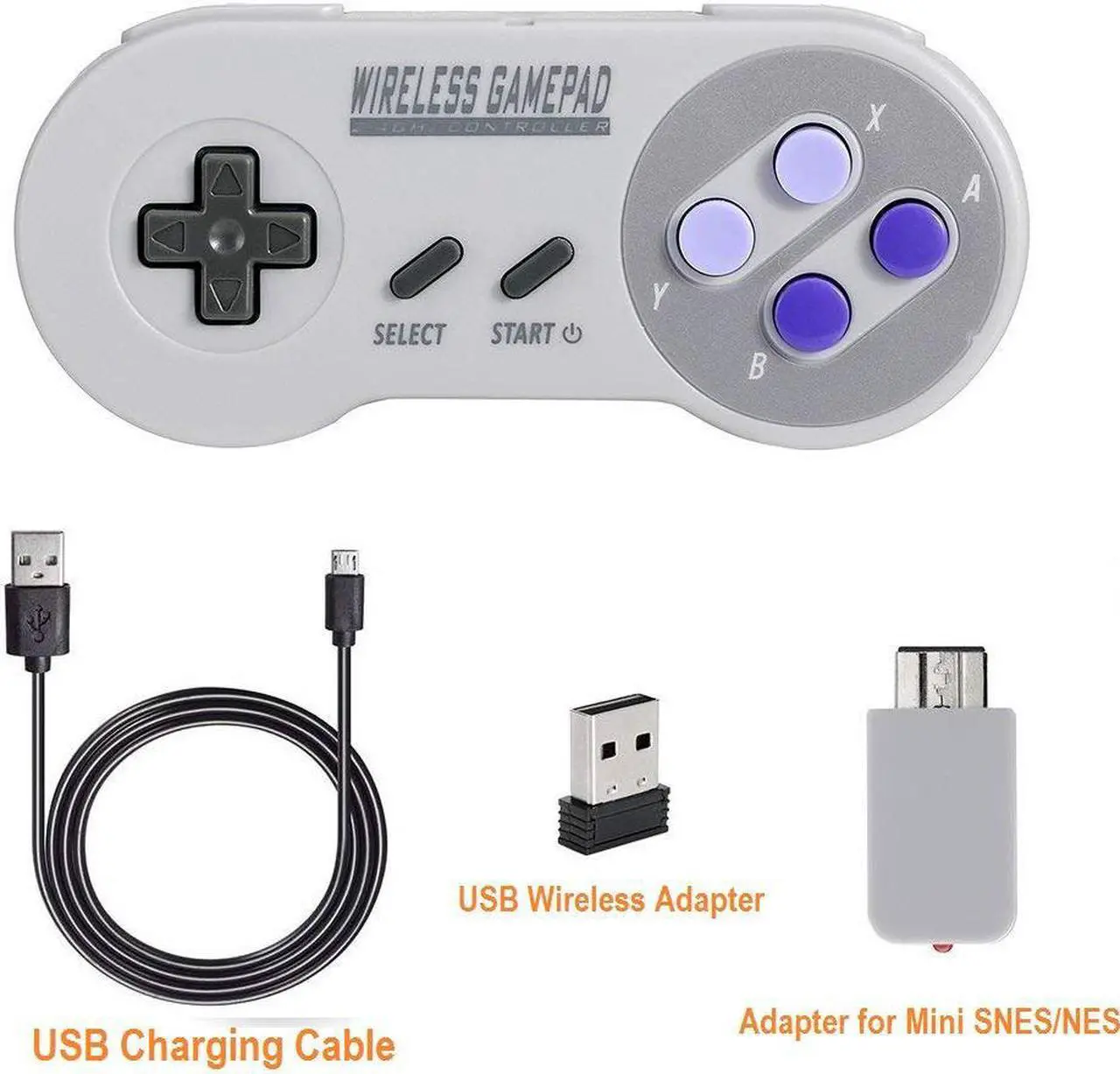 Alt view image 7 of 7 - Werleo 2-Pack 2.4GHz Wireless Controller for SNES Classic Edition Rechargeable SNES Mini Wireless Gamepad with Retro USB Receiver for Super NES Classic Edition