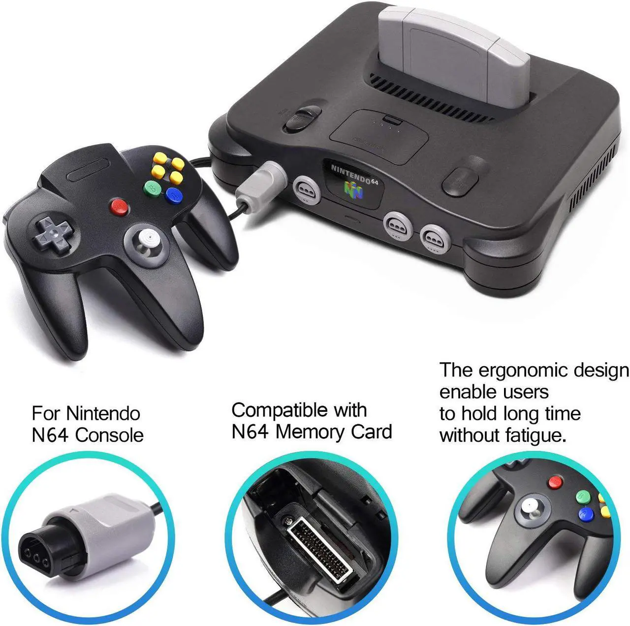 Alt view image 2 of 7 - 2 Pack N64 Controller Werleo Classic Wired N64 64-bit Gamepad Joystick for Ultra 64 Video Game Console N64 System Mario Kart Blue