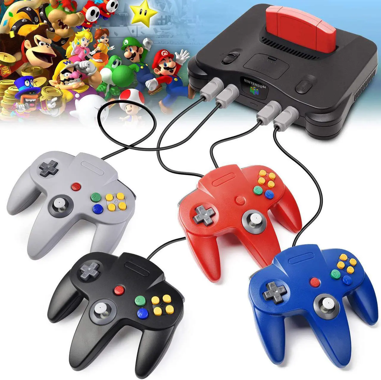 Alt view image 6 of 7 - 2 Pack N64 Controller Werleo Classic Wired N64 64-bit Gamepad Joystick for Ultra 64 Video Game Console N64 System Mario Kart Blue