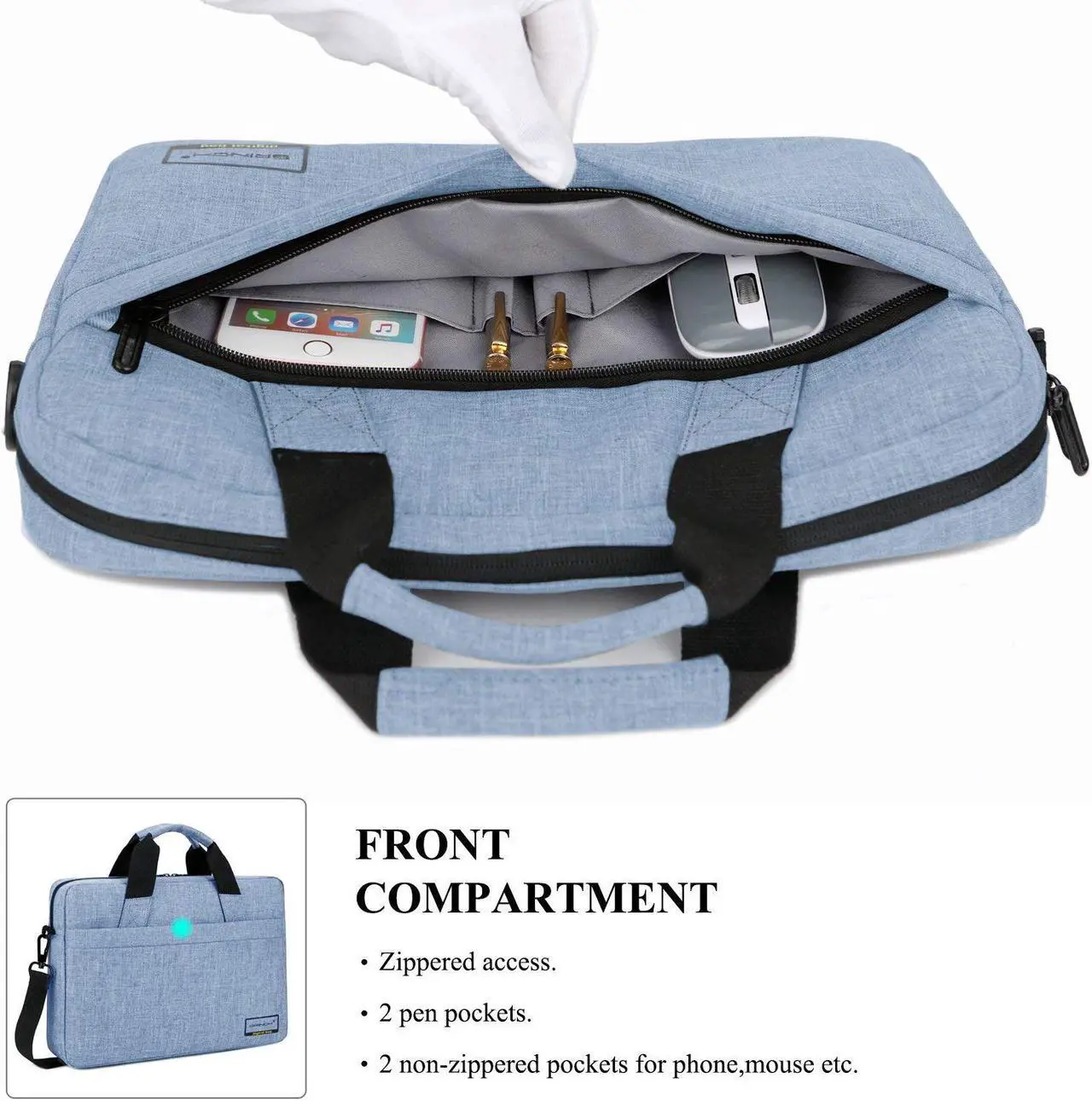Alt view image 2 of 7 - BRINCH 13.3 Inch Stylish Lightweight Business Laptop Shoulder Messenger Bag Briefcase Sleeve Case for 13-13.3 Inches Laptop Notebook Apple MacBook Ultrabook Chromebook Computers,Black