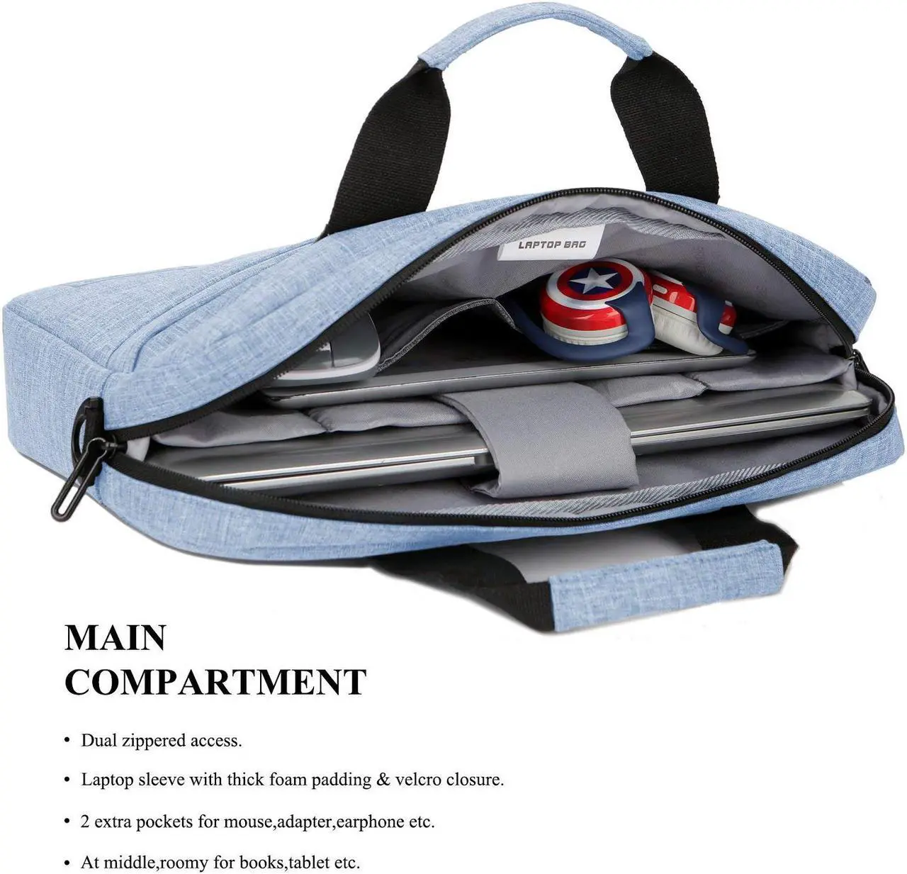 Alt view image 3 of 7 - BRINCH 13.3 Inch Stylish Lightweight Business Laptop Shoulder Messenger Bag Briefcase Sleeve Case for 13-13.3 Inches Laptop Notebook Apple MacBook Ultrabook Chromebook Computers,Black