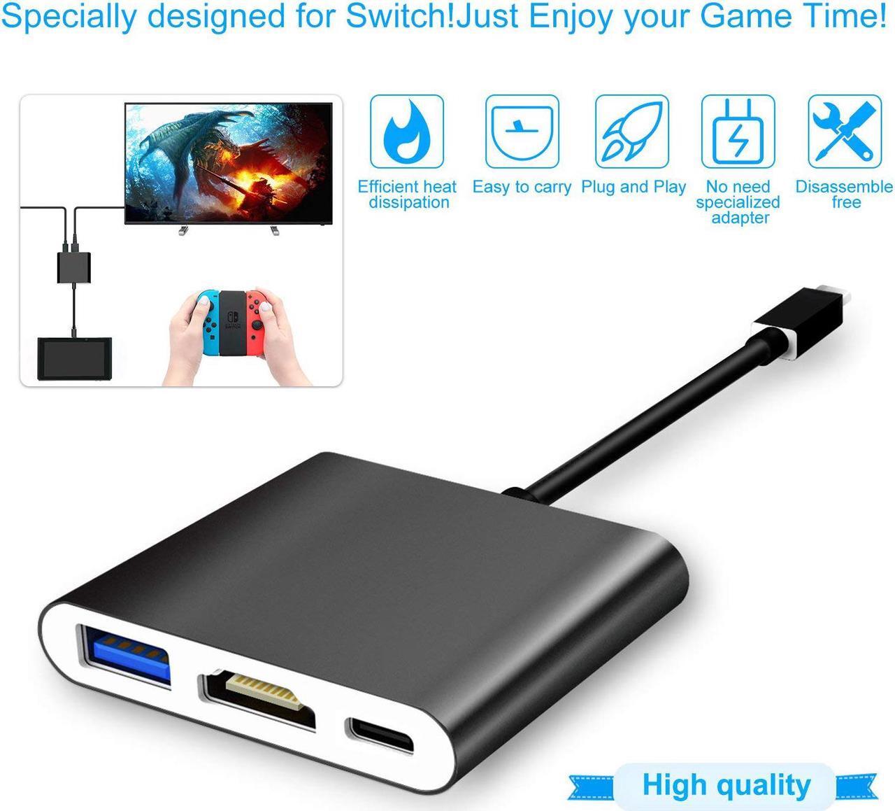 Alt view image 6 of 7 - Werleo HDMI Type C Hub Adapter for Nintendo Switch 4K USB C HDMI Converter Dock Cable for Nintendo Switch Support MacBook Pro Samsung Galaxy S8 Plus Google Pixel Black