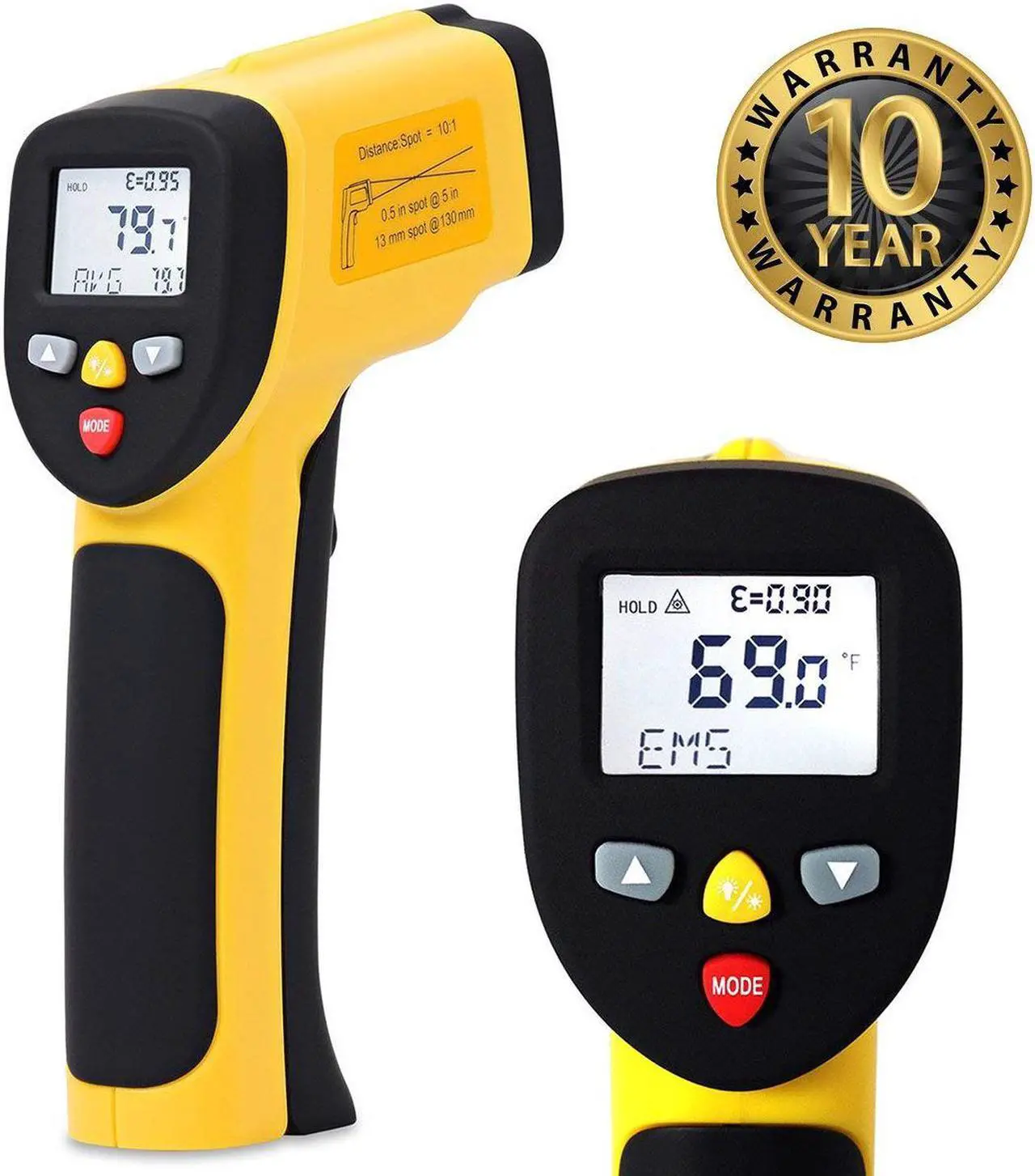 Alt view image 2 of 7 - Infrared Thermometer Werleo Dual Laser Thermometer Temperature Gun Non-contact Accurate Digital IR Thermometer -58°F~1202°F / -50°C to 650°C Instant Read Handheld with Adjustable Emissivity