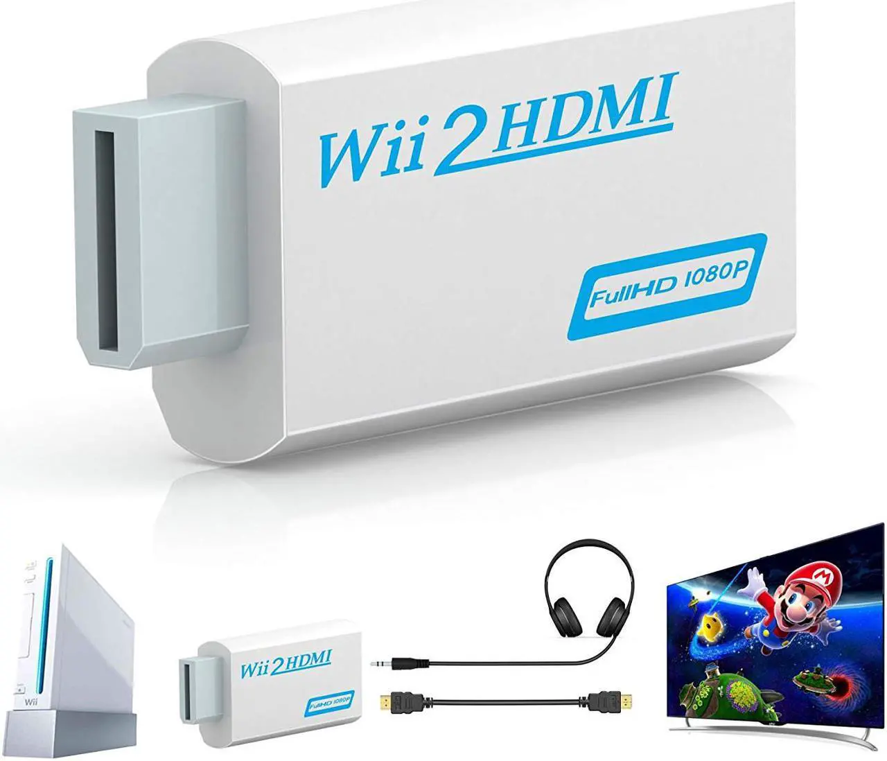 Alt view image 4 of 6 - Wii to HDMI Converter Wii to HDMI Adapter 1080p 720p Connector with 3.5mm Audio Jack & HDMI Output Compatible with Nintendo Wii Wii U HDTV Monitor Supports All Wii Display Modes 480P NTSC 480I