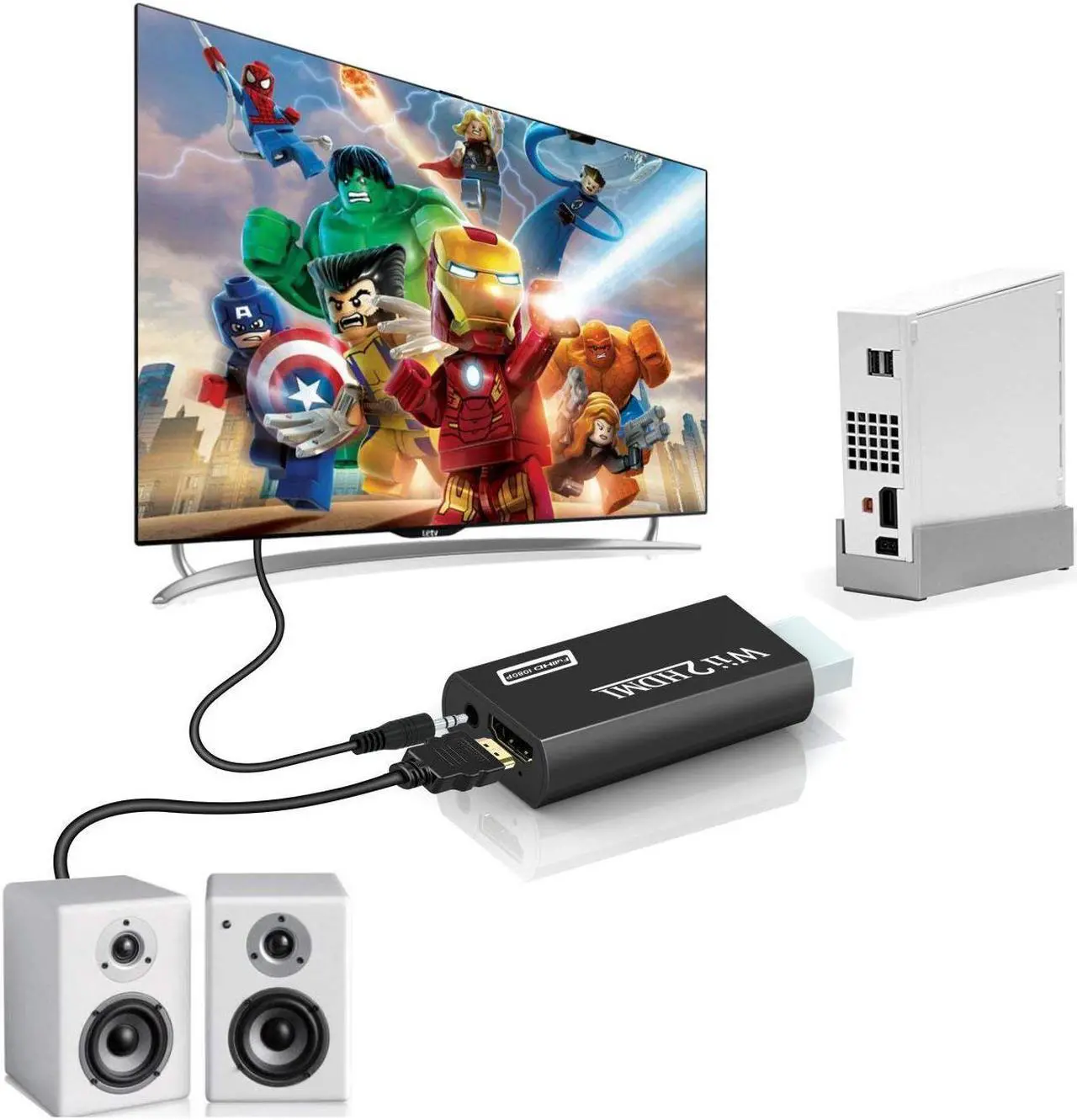 Alt view image 6 of 6 - Wii to HDMI Converter Wii to HDMI Adapter 1080p 720p Connector with 3.5mm Audio Jack & HDMI Output Compatible with Nintendo Wii Wii U HDTV Monitor Supports All Wii Display Modes 480P NTSC 480I