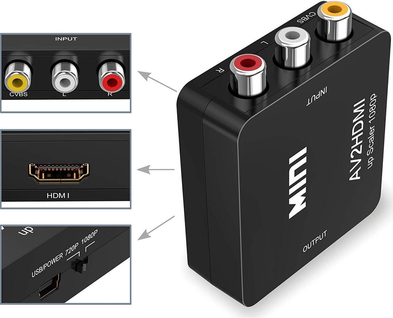 Alt view image 5 of 7 - RCA to HDMI Werleo 1080P Mini RCA Composite CVBS AV to HDMI Video Audio Converter Adapter Supporting PAL/NTSC with USB Charge Cable for PC Laptop Xbox PS4 PS3 TV STB VHS VCR Camera DVD