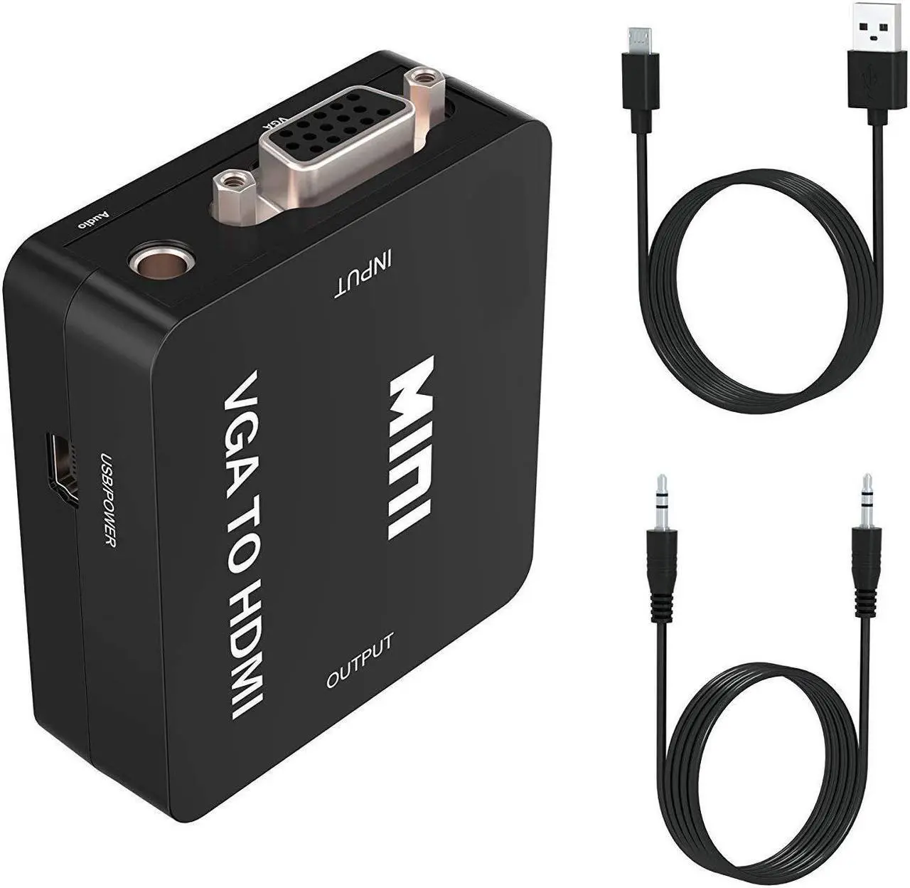 Alt view image 5 of 6 - VGA to HDMI Adapter Werleo 1080P Full HD Mini VGA to HDMI Audio Video Converter Adapter Box With USB Cable and 3.5mm Audio Port Cable Support HDTV for PC Laptop Display Computer Mac Projector