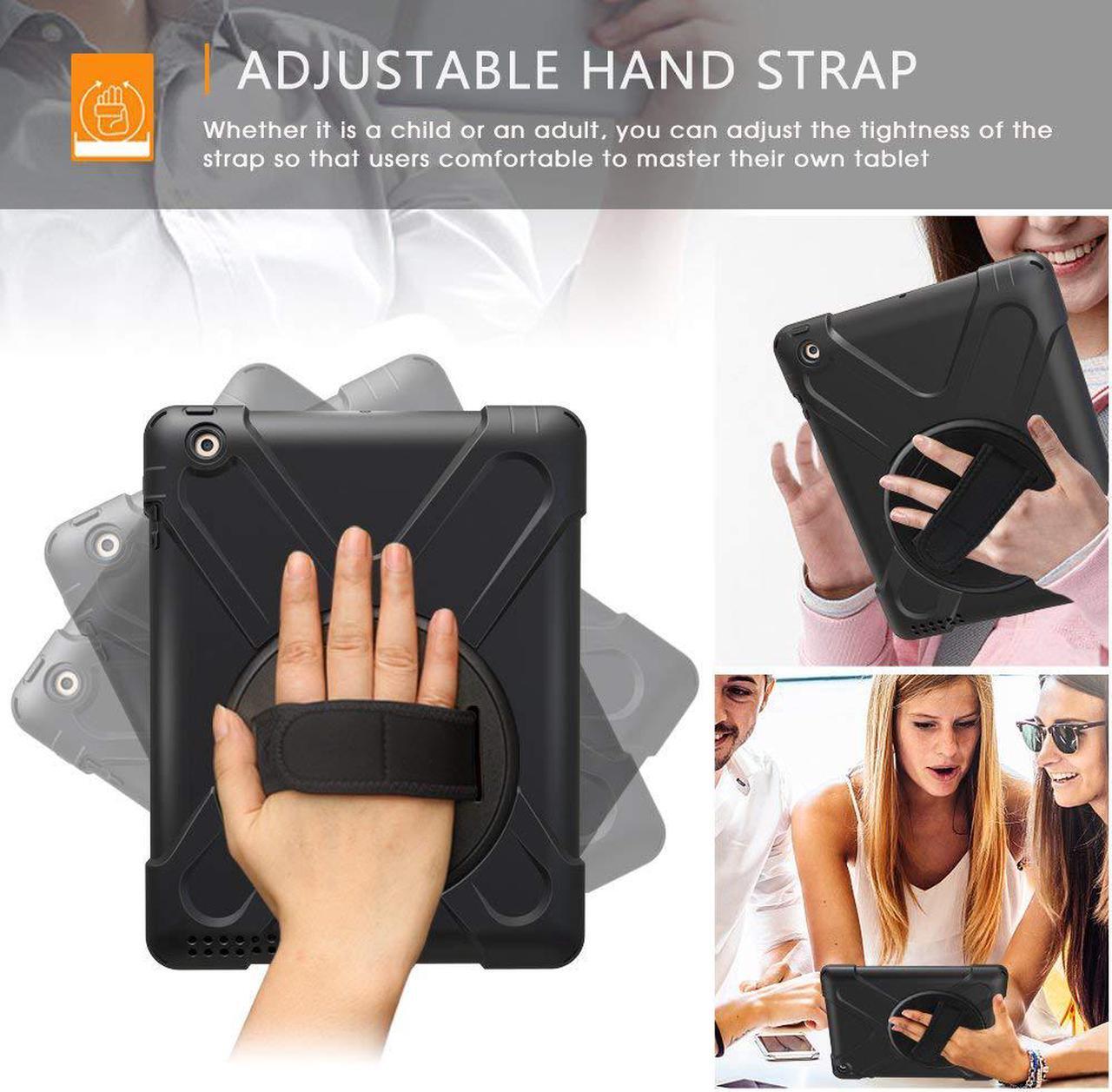Alt view image 3 of 7 - For iPad 2 3 4 Case Heavy Duty Caryying Rugged Protective Case With Handle Hand Grip Shoulder Strap 360 Degree Stand For Kids Girl Boy Apple iPad 2nd 3rd 4th Generation Case Cover